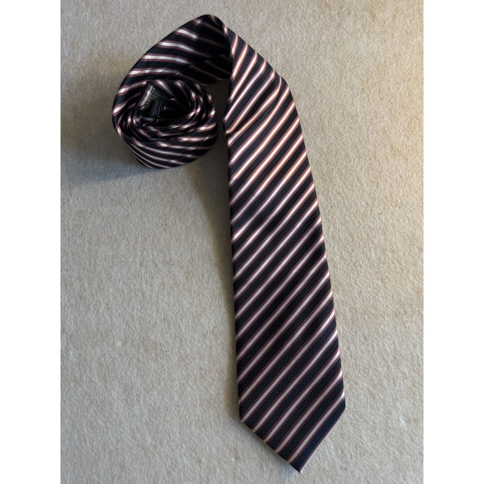 Alexander Julian Alexander Julian Colours Tie Navy Pink Stripe Classic 3.5” Size ONE SIZE - 1 Thumbnail