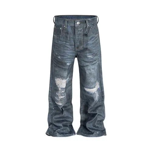 VIBE Distressed Dirty Blue Ripped Jeans Size US 32 / EU 48 - 4 Thumbnail