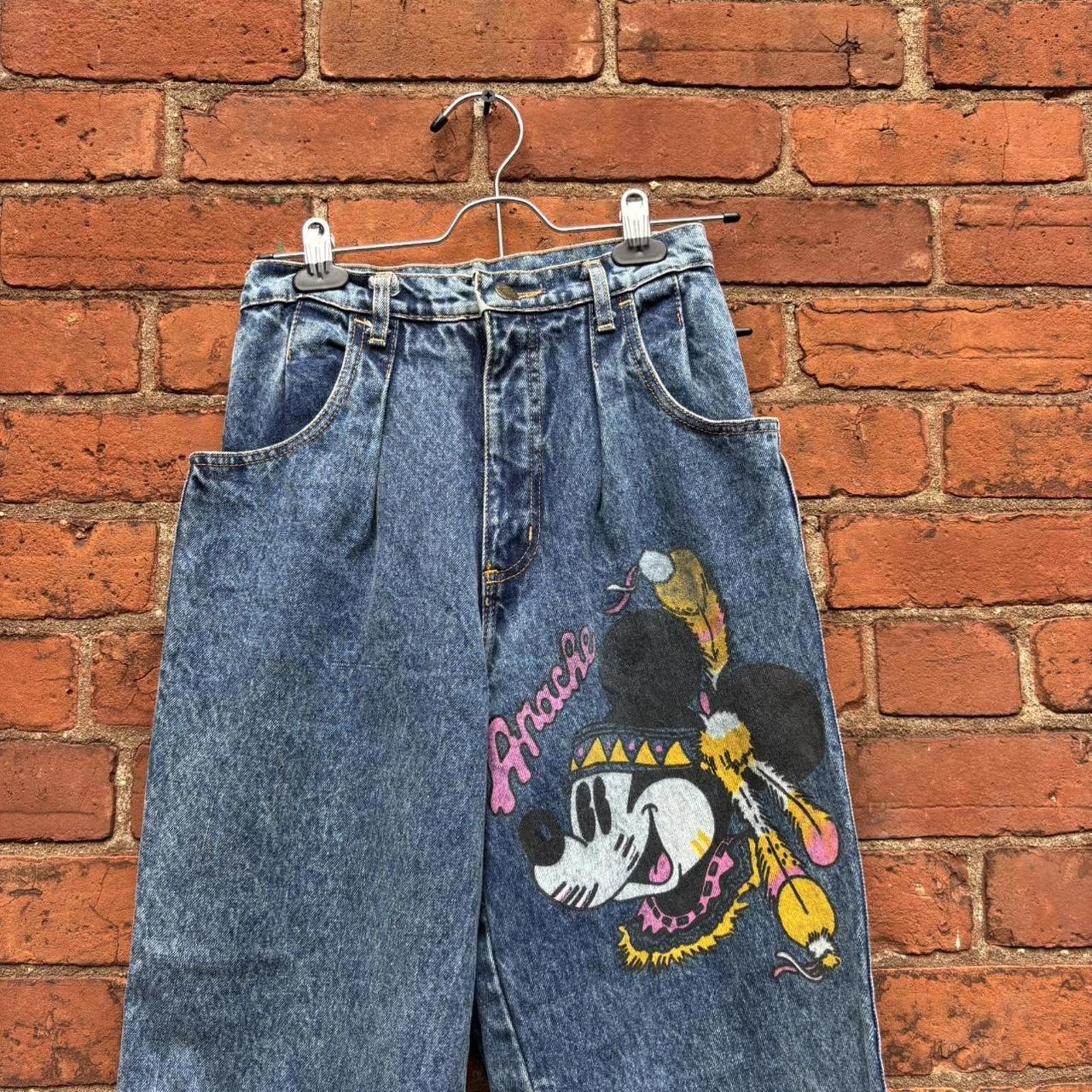 Other vintage e forte Apache Mickey Mouse painted jeans 90s 25x31 Size 25" / US 0 / IT 36 - 2 Thumbnail