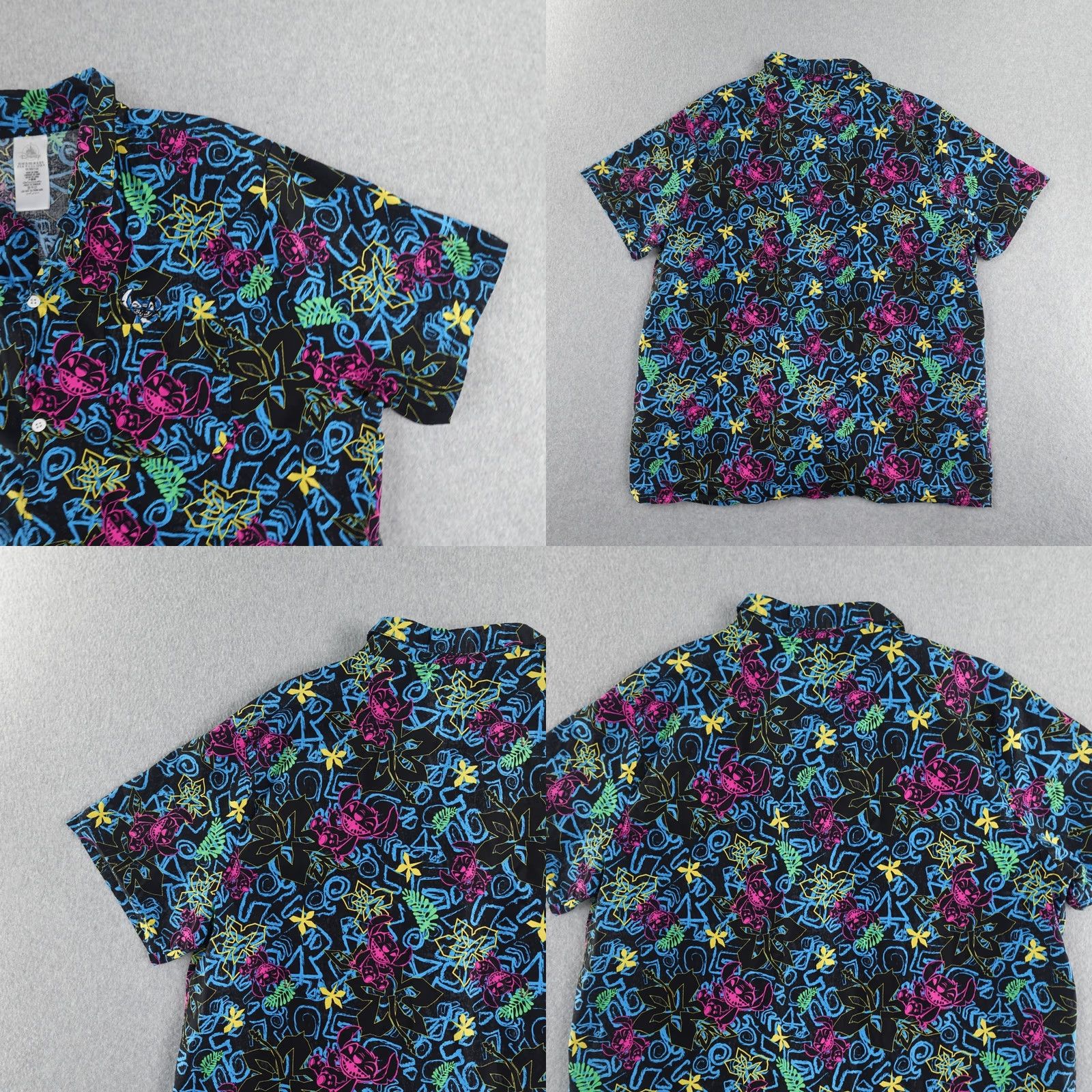 Disney Disney Parks Shirt Adult XL Hawaiian Stitch Button-Up Camp Multicolor Short Sleeve 90s Theme Mens Size US XL / EU 56 / 4 - 8 Thumbnail