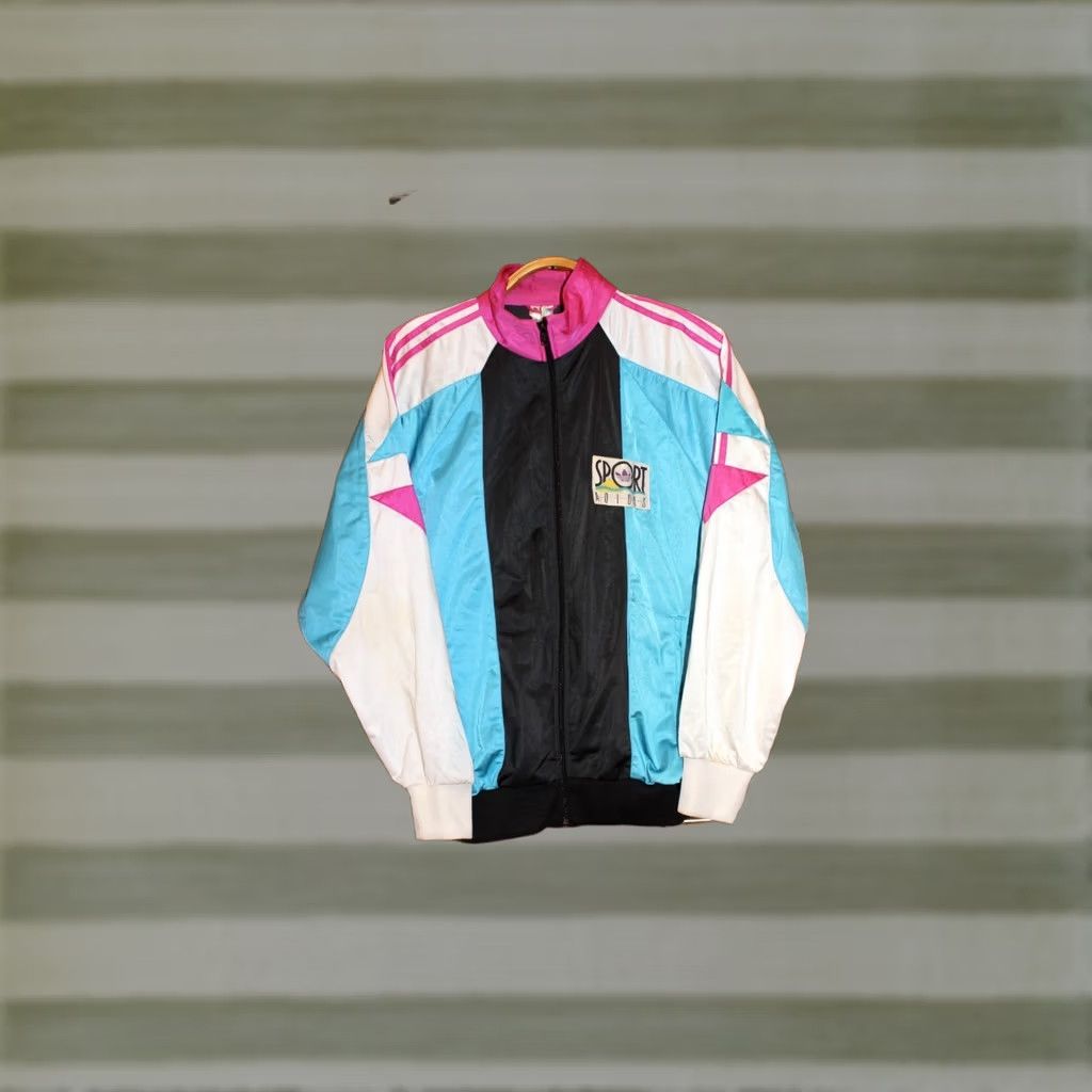 Adidas VINTAGE Adidas Sport 1990s White/Green/Violet Track Jacket - 38-40 Unisex Adults Regular Size Long Sleeve Zip Jacket Mens Women’s Boys Girls Size US XXS / EU 40 - 1 Thumbnail