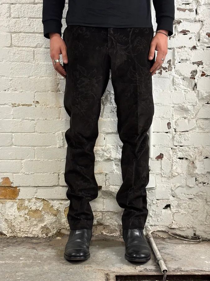 Gucci 2000s Gucci Black Viscose Flower Nature Pants Size US 32 / EU 48 - 2 Thumbnail