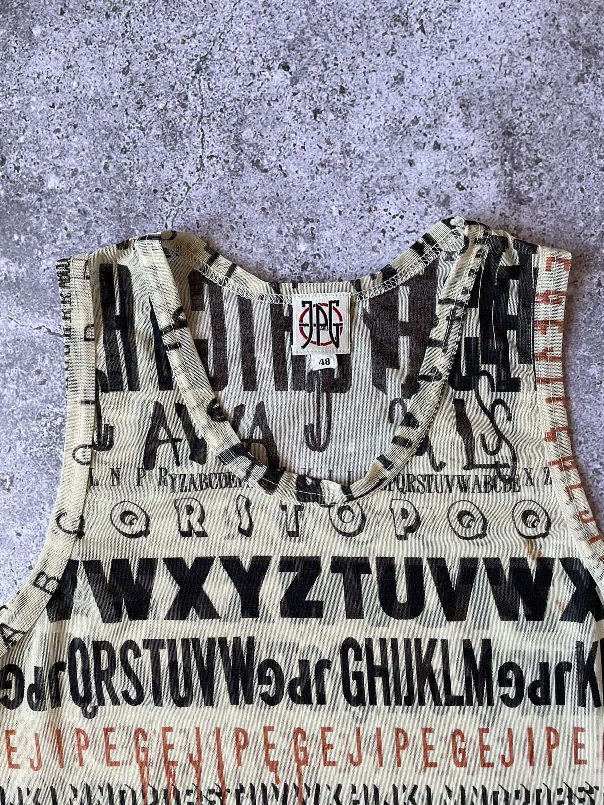 Jean Paul Gaultier Jean Paul Gaultier Archive Y2K Alphabet Mesh Tank Top Rare Size M / US 6-8 / IT 42-44 - 2 Thumbnail