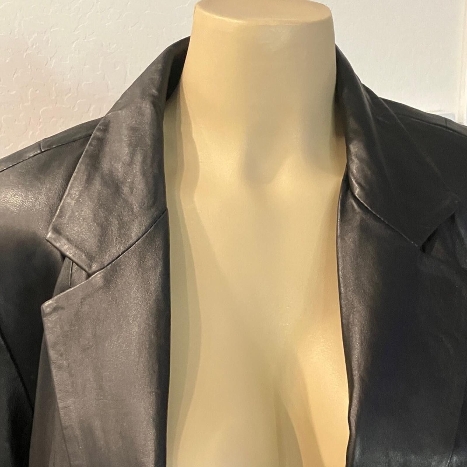 Denim & Co. NWOT Denim&Co Black Leather Blazer Size M / US 6-8 / IT 42-44 - 8 Thumbnail