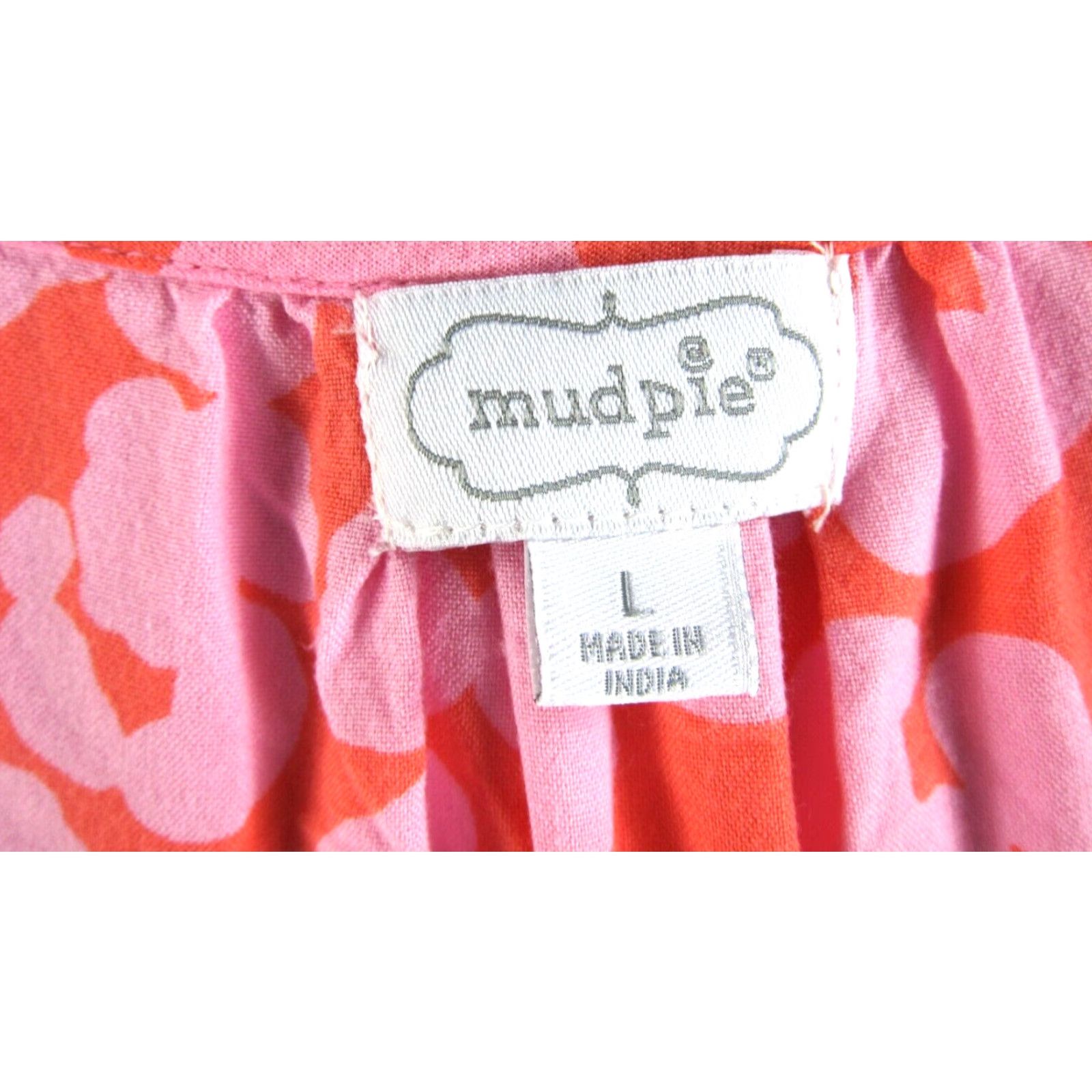 Vintage Mudpie Dress Shirt Tank Sun Large Pink Floral 100% Rayon Button Down V-Neck Womens Size L / US 10 / IT 46 - 3 Thumbnail