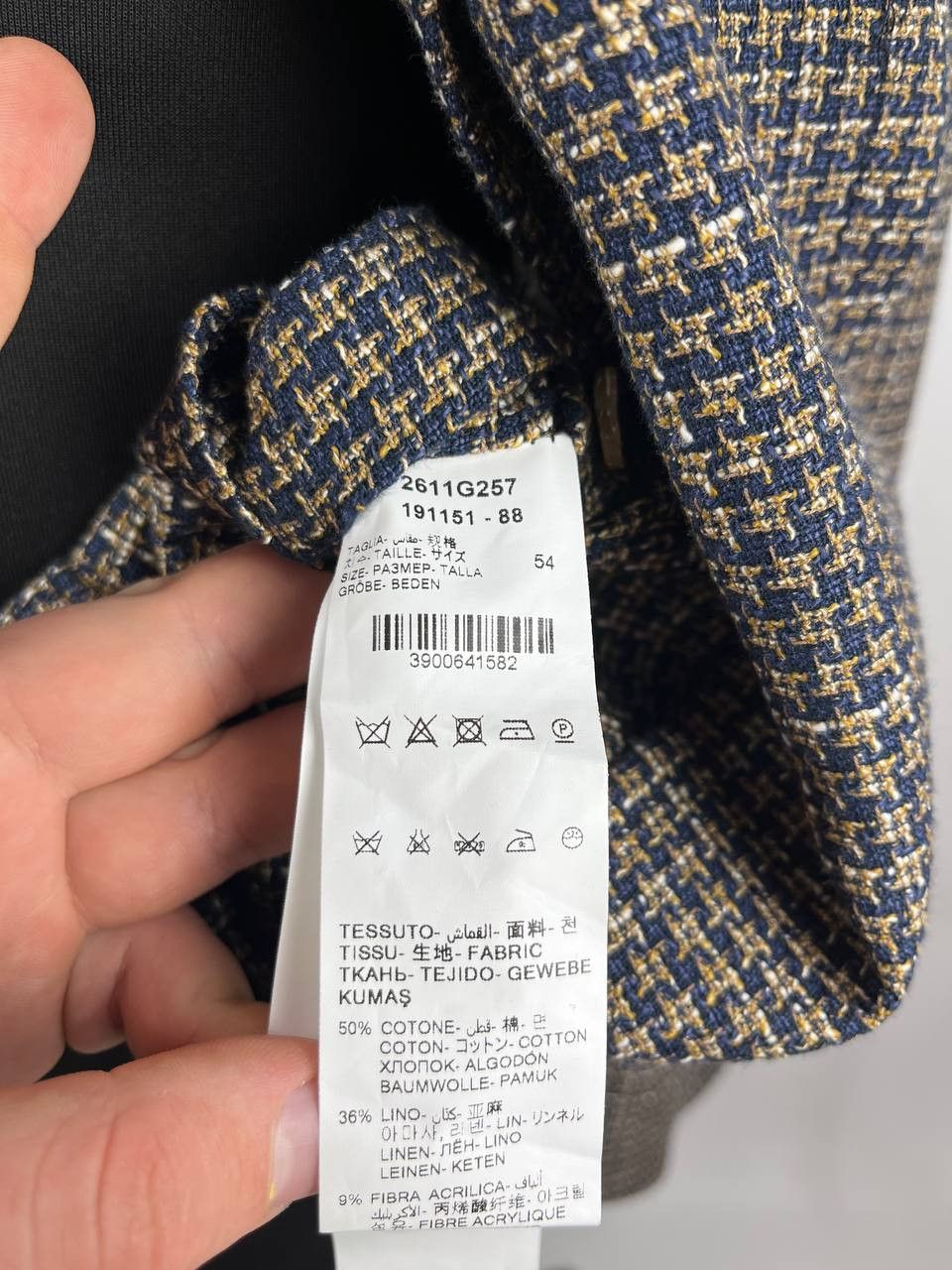 Paoloni Paoloni Italy Men's Cotton Linen Houndstooth Blazer Size 54 Size US XL / EU 56 / 4 - 10 Thumbnail