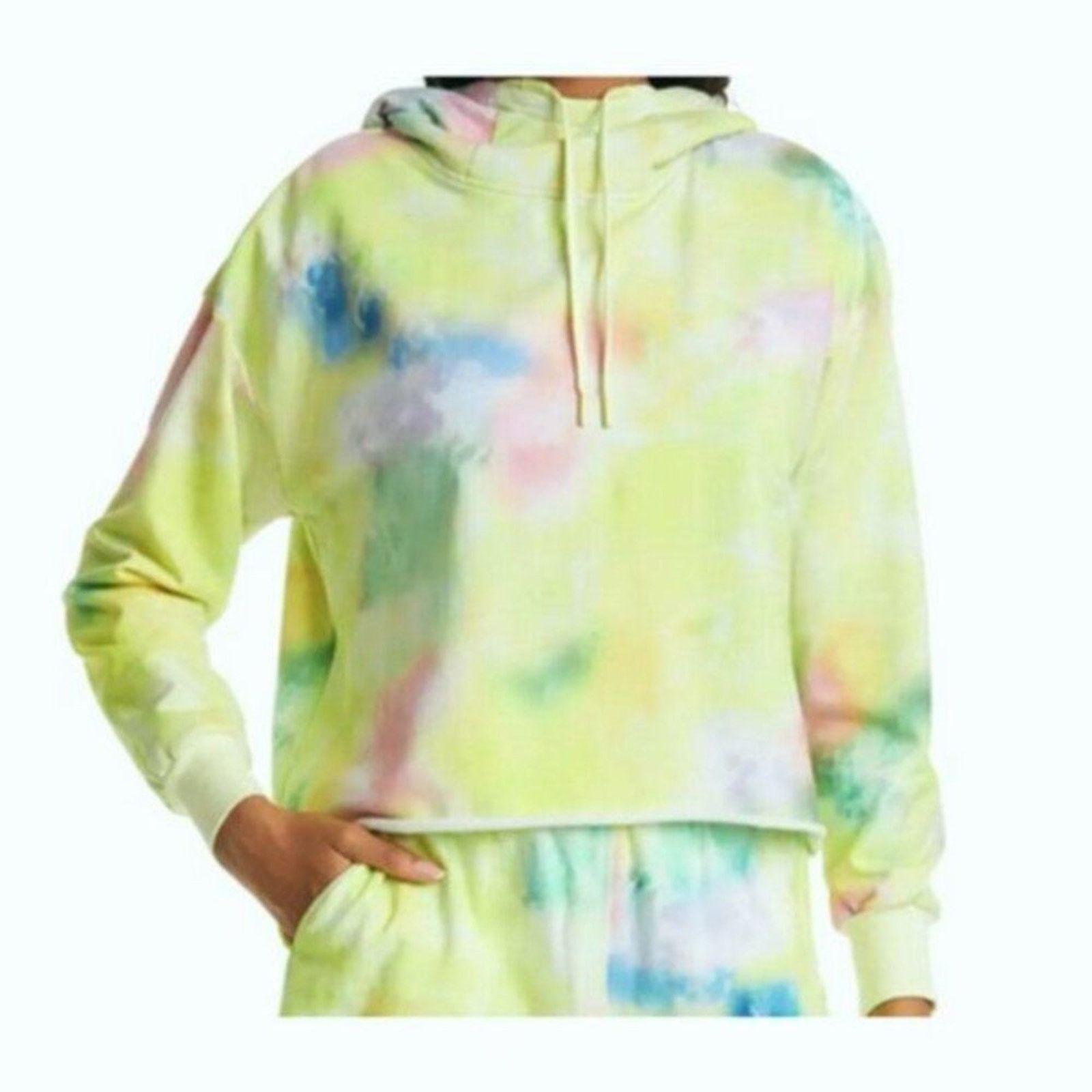 Alice + Olivia Alice + Olivia Tie Dye Funnel Neck Crop Hoodie Beachside Size L / US 10 / IT 46 - 2 Thumbnail