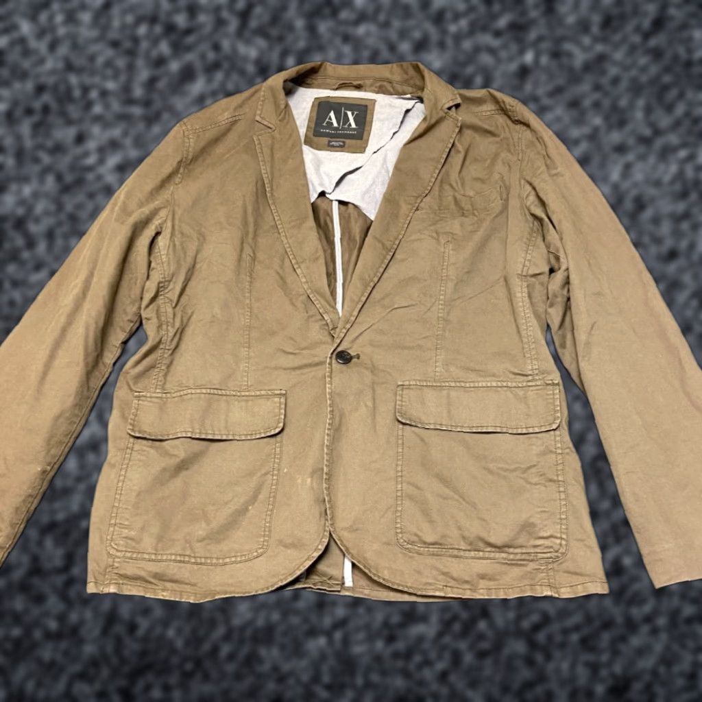 Armani Exchange A|X Armani Exchange Blazer Jacket Mens XL Beige Notch Lapel Single Breasted Jacket Size 46R - 1 Thumbnail