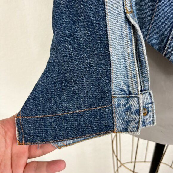 A.W.A.K.E. MODE A.W.A.K.E. MODE Upcycled Denim Off Shoulder Top Jean Jacket Size XS / US 0-2 / IT 36-38 - 6 Thumbnail