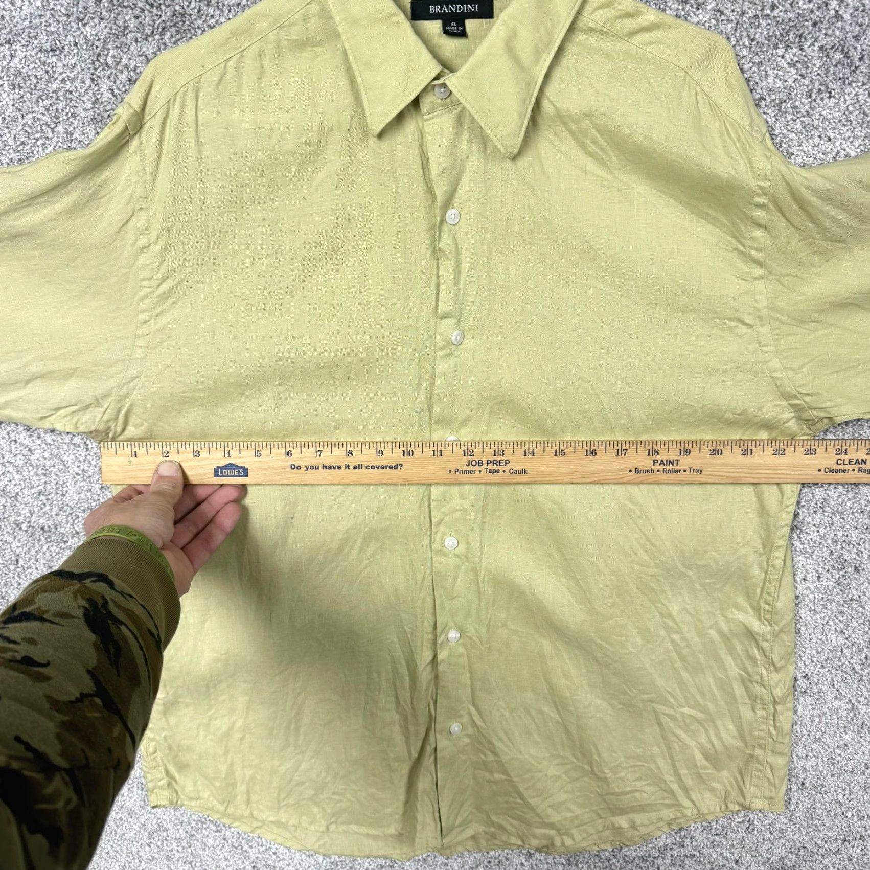 Vintage Y2K Brandini Shirt XL Green Linen Button-Up Long Sleeve Mens Casual 100% Linen Solid Collared Button Front Lightweight Breathable Contemporary Size US XL / EU 56 / 4 - 4 Thumbnail