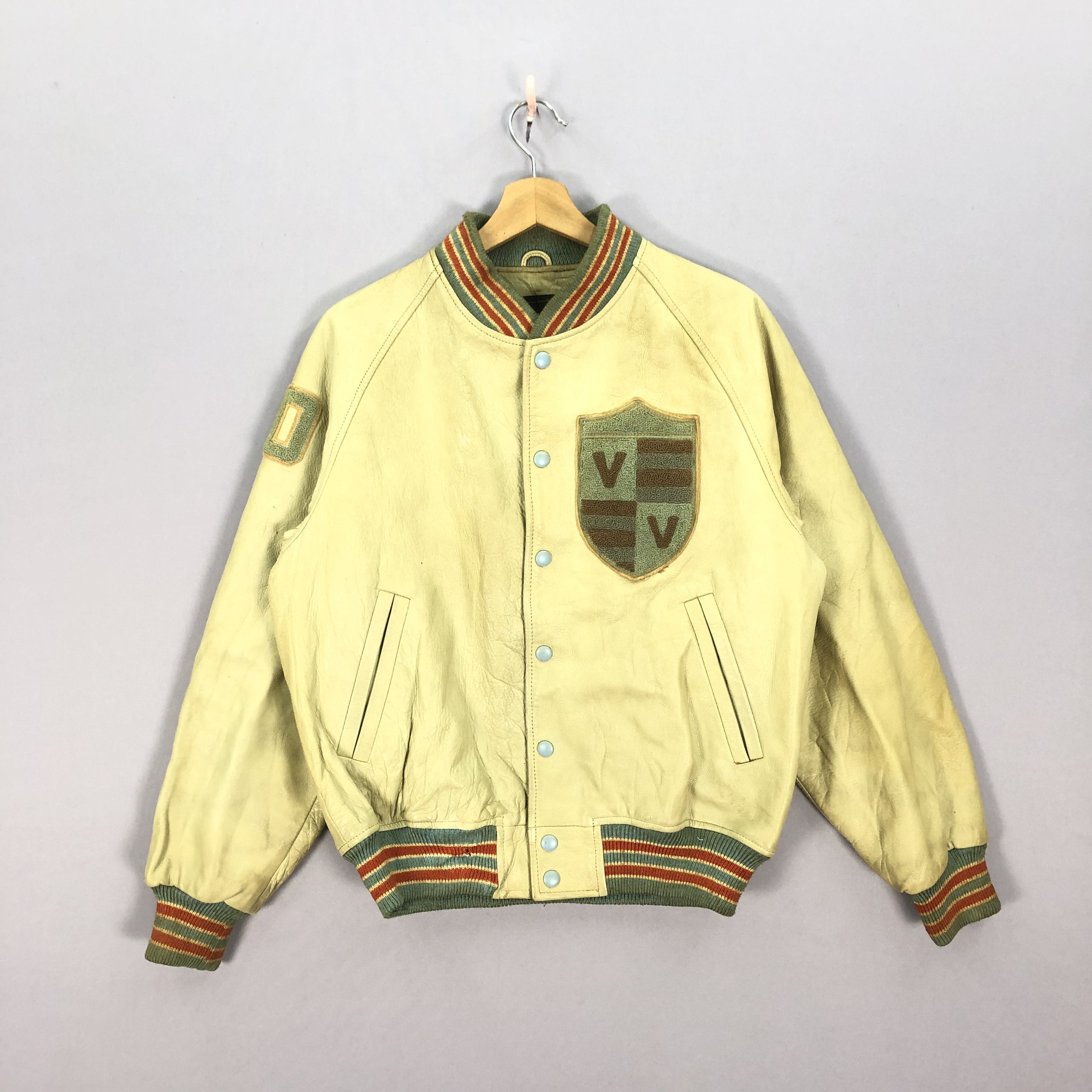 Vintage RARE Vintage 80s VOC Full Leather Varsity Bomber Jackets Size US M / EU 48-50 / 2 - 1 Thumbnail
