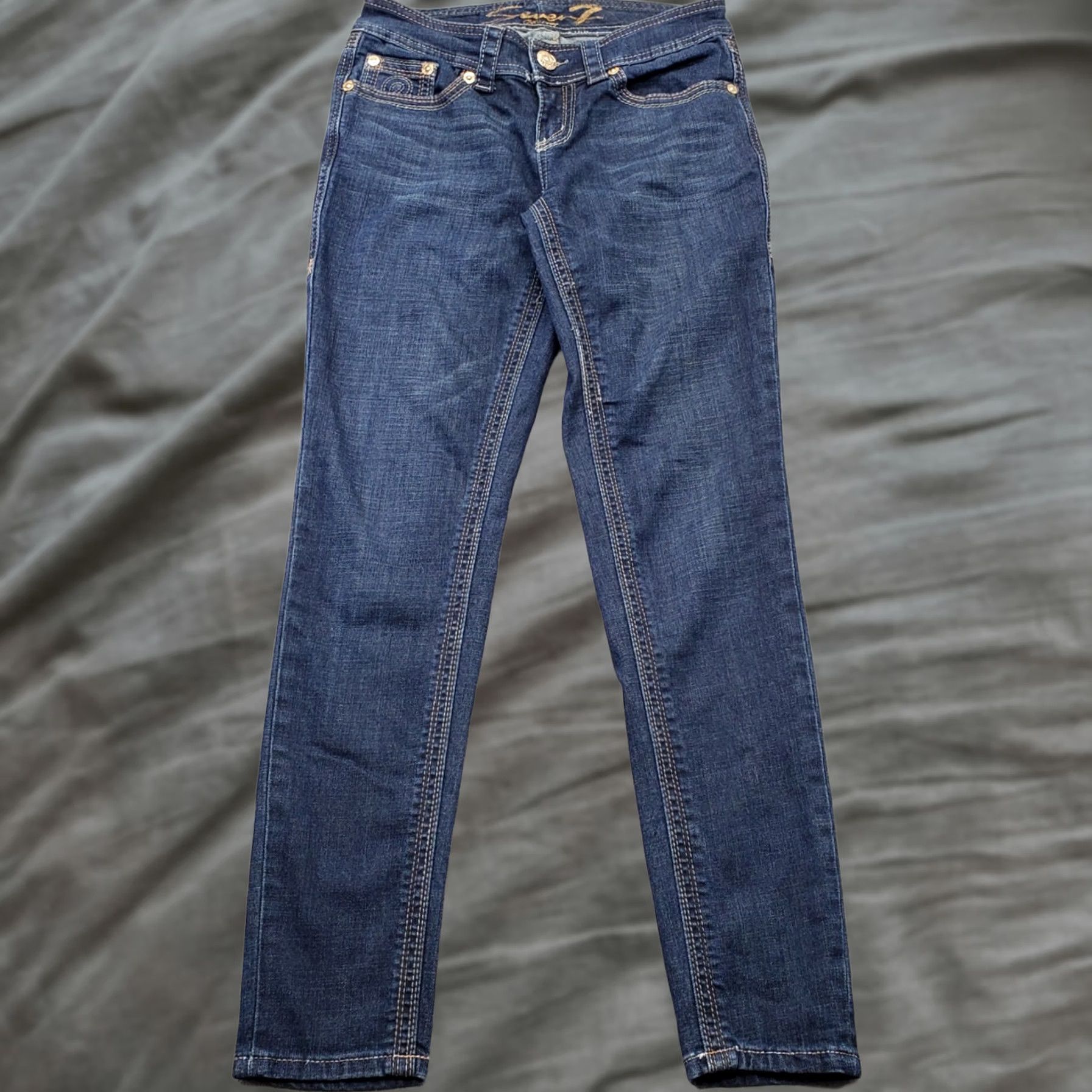 Vintage Seven7 Womens Crop Skinny Jeans Size 4 Blue Denim Mid Rise 29" Inseam 5-Pocket Denim Size 27" / US 4 / IT 40 - 1 Thumbnail
