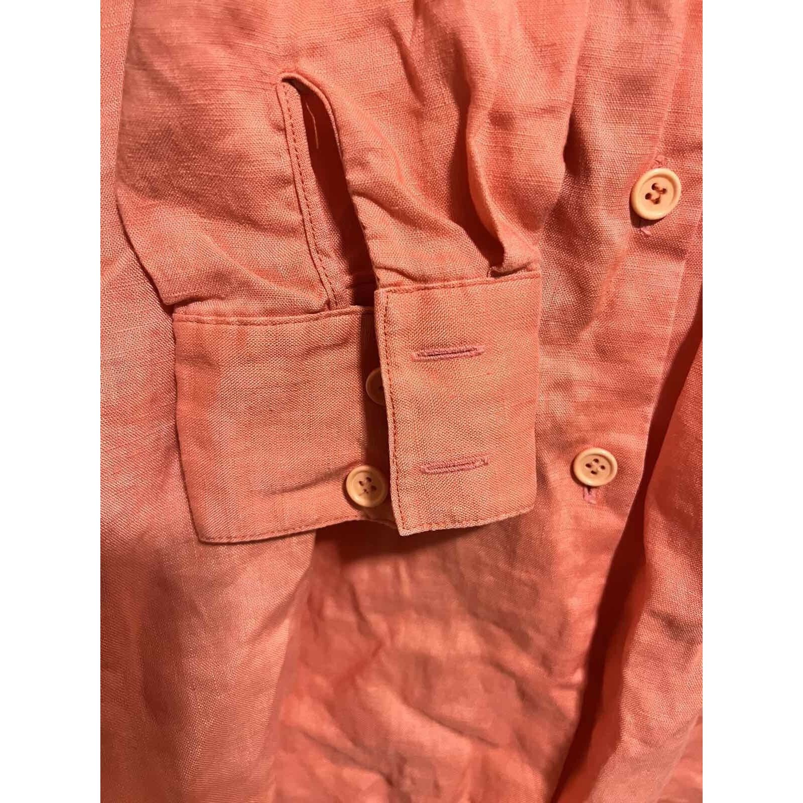 Anthropologie Anthro HARBOR Women's salmon pink button up Size M A000173 Size M / US 6-8 / IT 42-44 - 3 Thumbnail