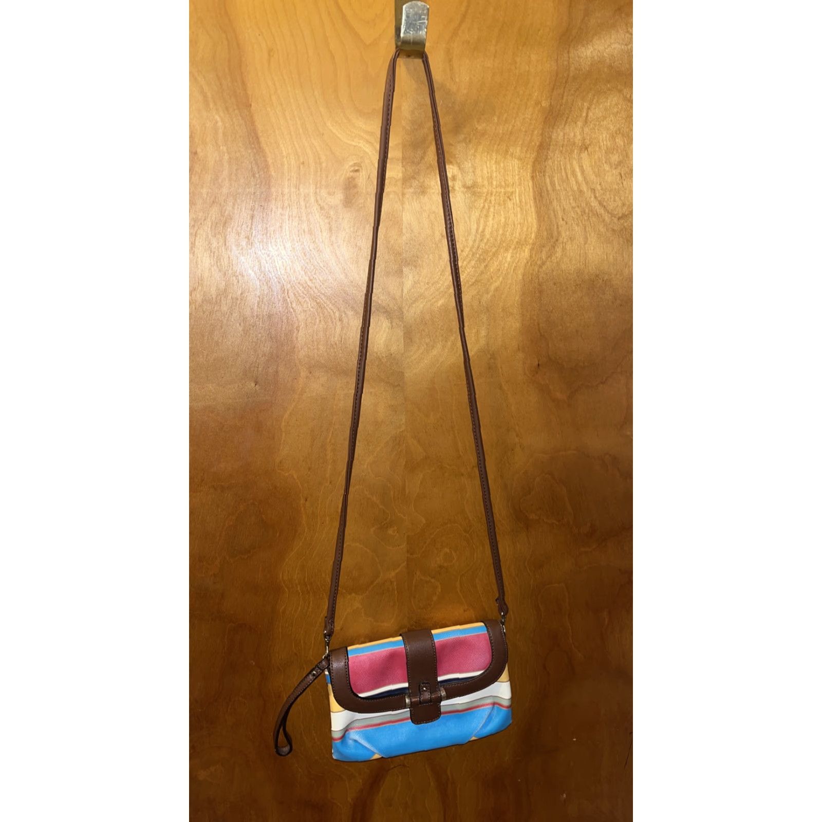Chaps Chaps Ralph Lauren Multicolor Striped Crossbody Clutch Bag Small with Detachable Strap for Women Size ONE SIZE - 2 Thumbnail