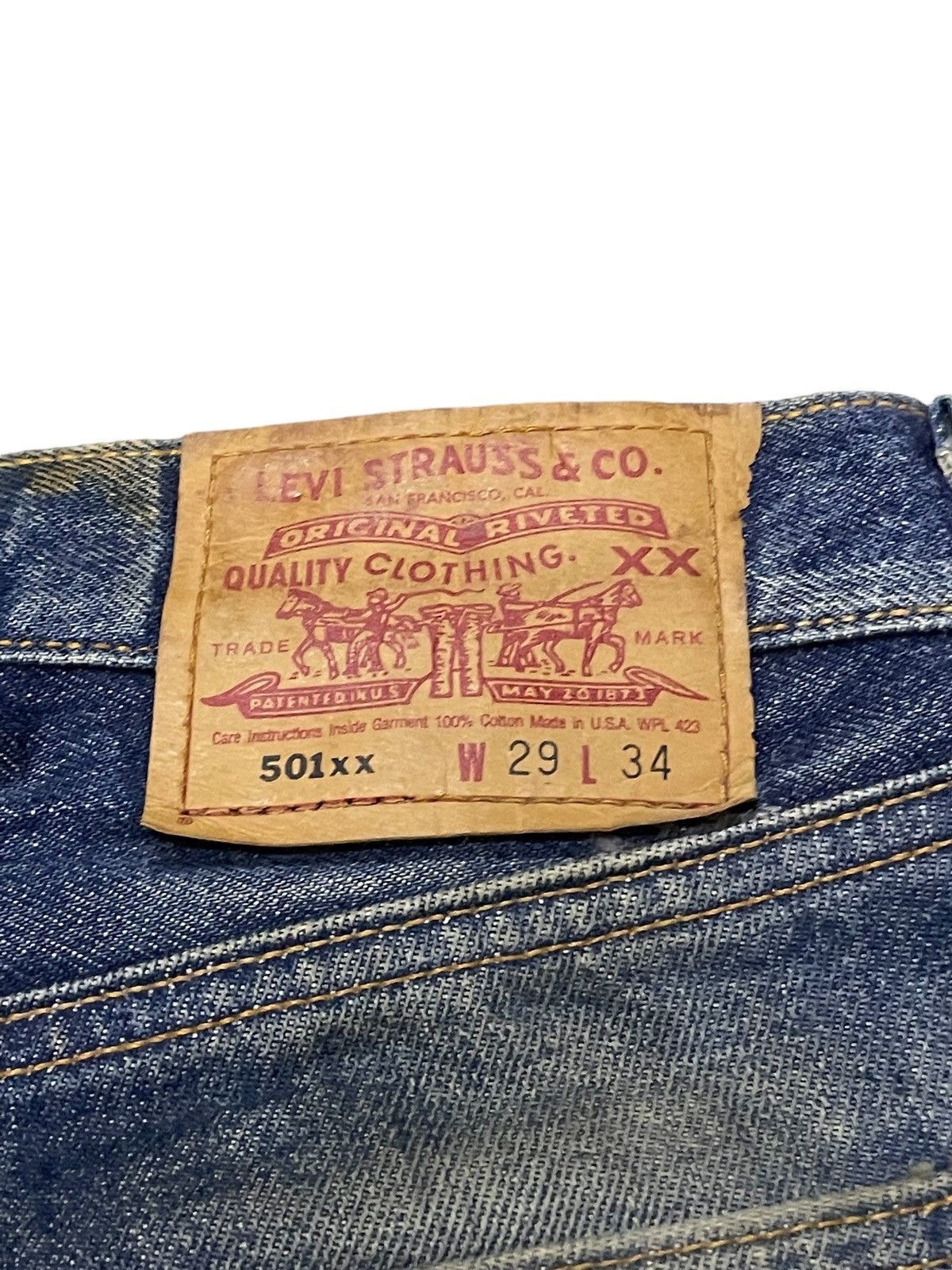 LVC × Levi's × Vintage Vintage Levis 501 Mud Wash Aging Honeycomb Distressed Jeans Size US 29 - 21 Thumbnail
