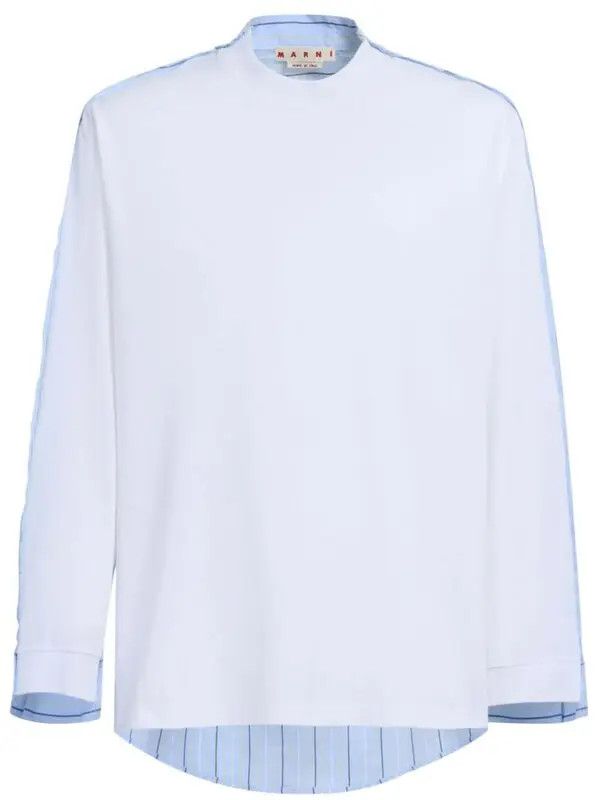 o1w1db10125 Contrasting Panel-Detail Cotton T-Shirt in White