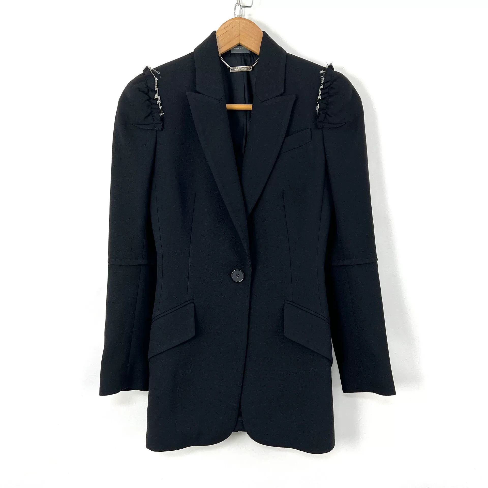 Alexander Wang Alexander Black Lace Waist-Cinched Blazer Size S / US 4 / IT 40 - 1 Thumbnail