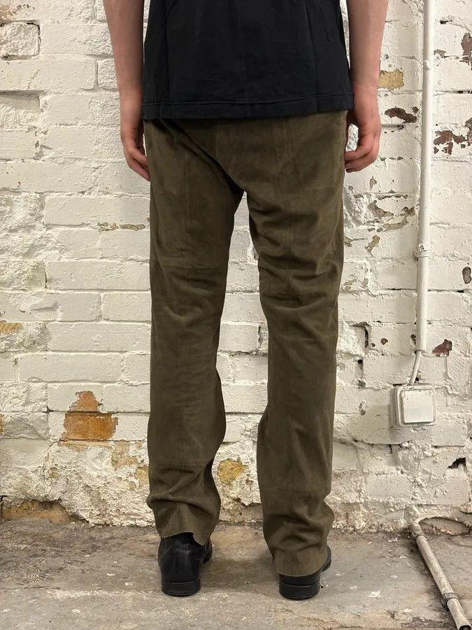 Gianfranco Ferre 2000s Gianfranco Ferré Khaki Suede Leather Pants Size US 30 / EU 46 - 4 Thumbnail