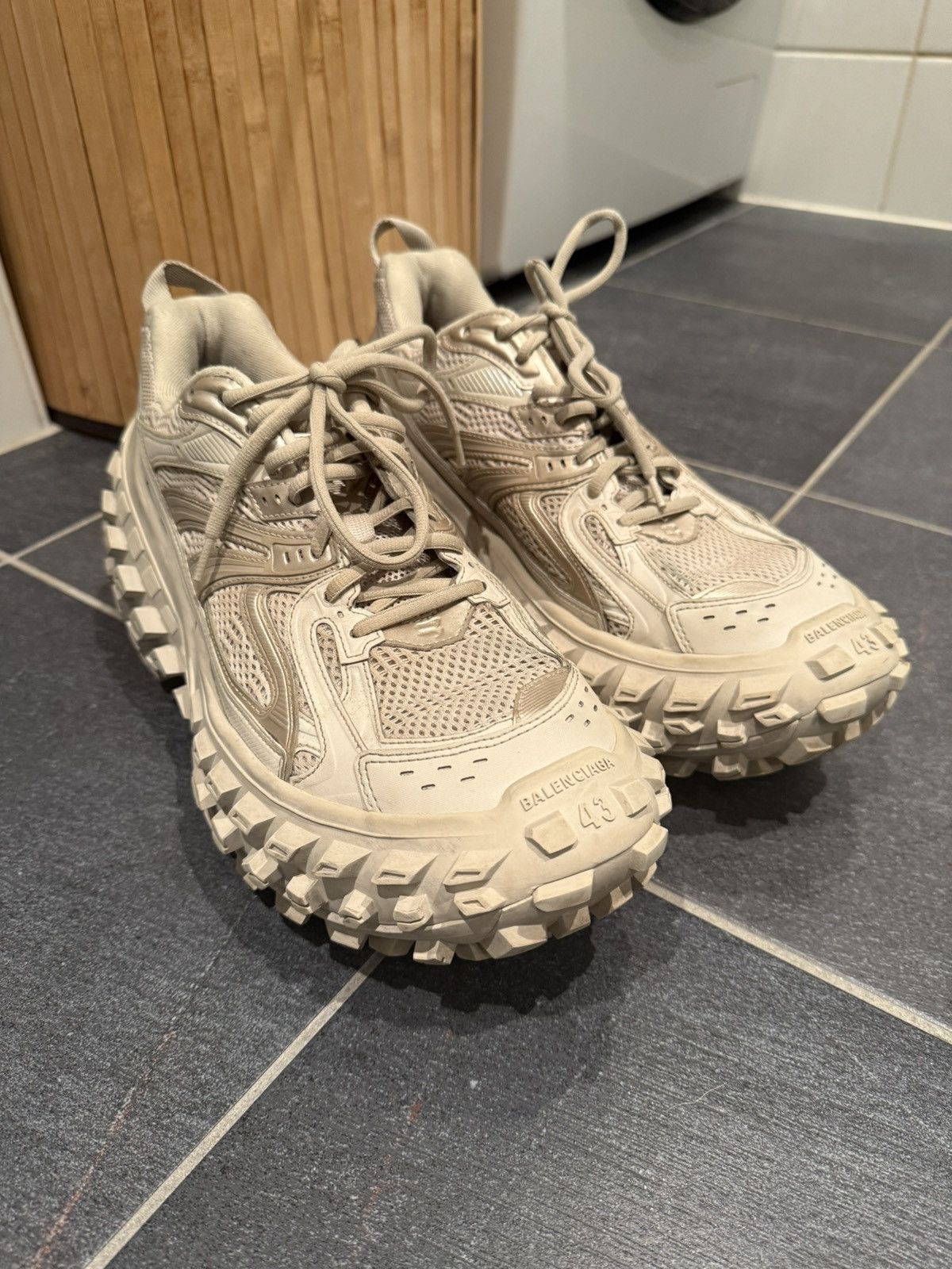 Balenciaga Bouncer Defender Low Top Sneaker (Men) Beige Size