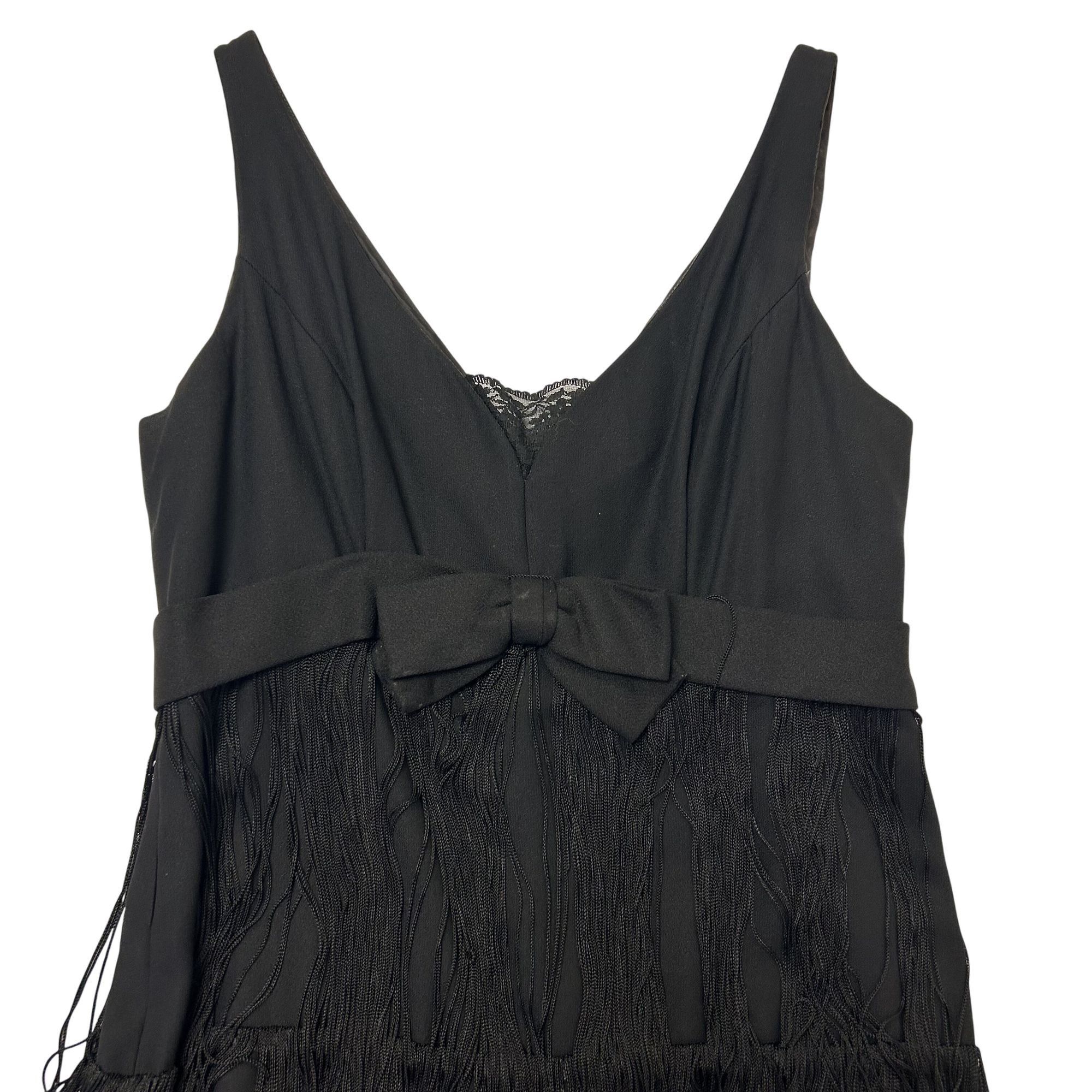 Vintage 1920's Black 3 Tier TASSEL Evening Cocktail FLAPPER Dress S Size S / US 4 / IT 40 - 4 Thumbnail