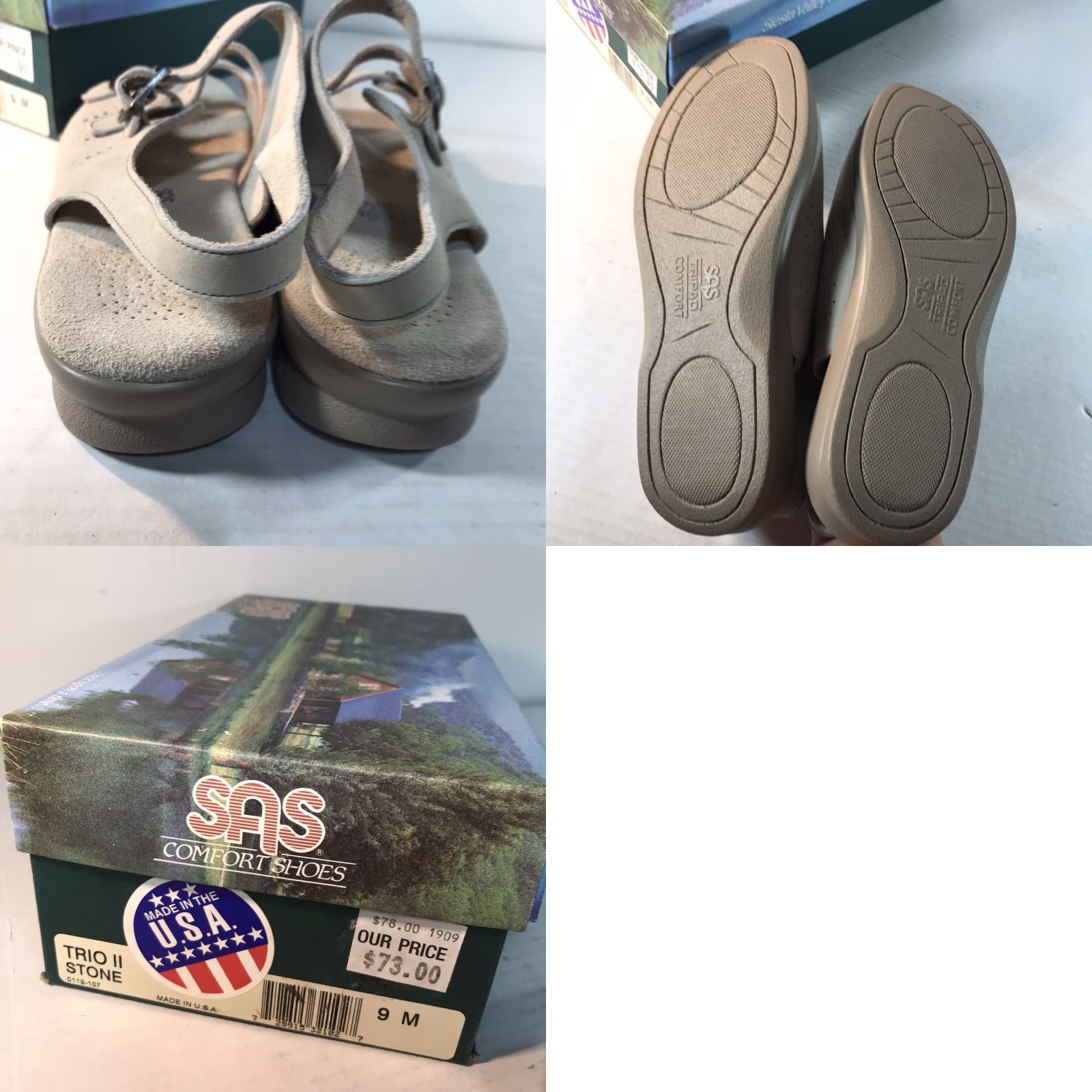 SAS VINTAGE SAS Tripad Leather Sandals Women's Size 9M Casual Comfort Wedge Slip-On US Made Size US 9 / IT 39 - 8 Thumbnail