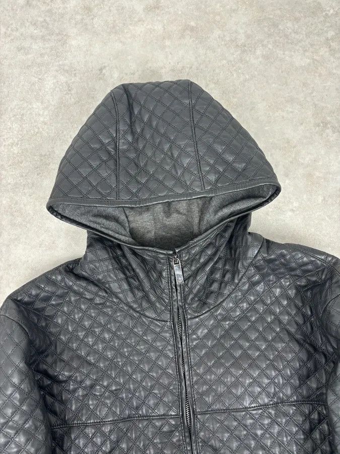 Emporio Armani AW2012 Emporio Armani Black Leather Hooded Quilted Jacket Size US M / EU 48-50 / 2 - 4 Thumbnail