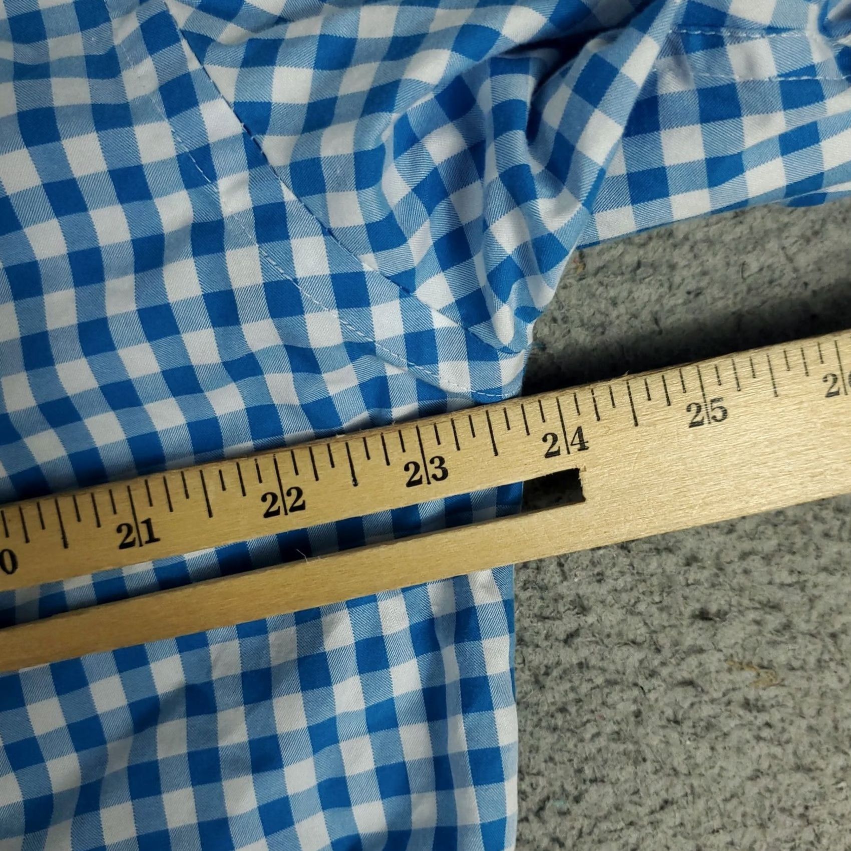 BUGATCHI Bugatchi Uomo Dress Shirt Mens Blue Check Long Sleeve Button Up Size 17 Size 46R - 7 Thumbnail