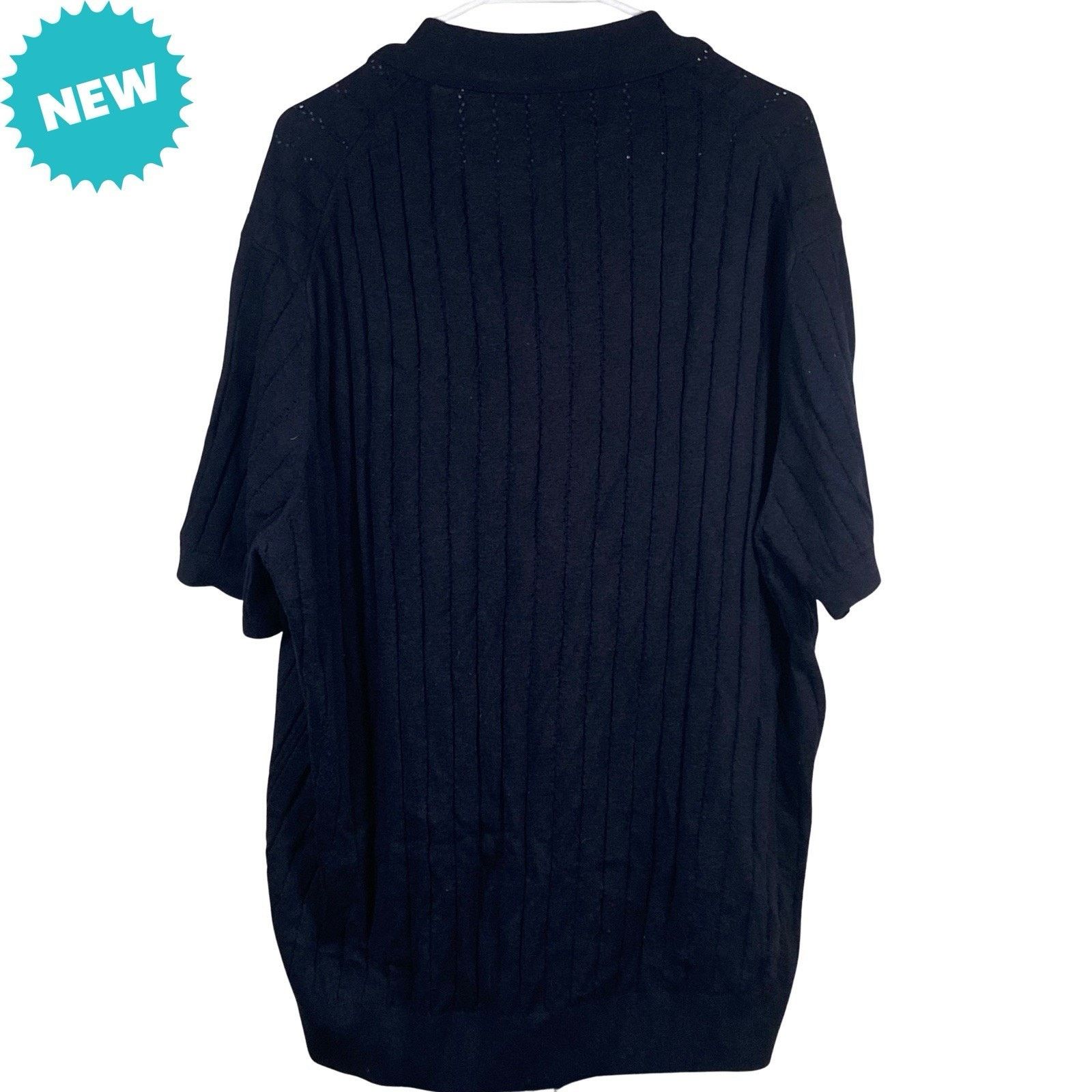 Van Heusen Van Heusen Sweater Men's XXL Slim Fit Navy Blue Knit S/S Size US XXL / EU 58 / 5 - 2 Thumbnail