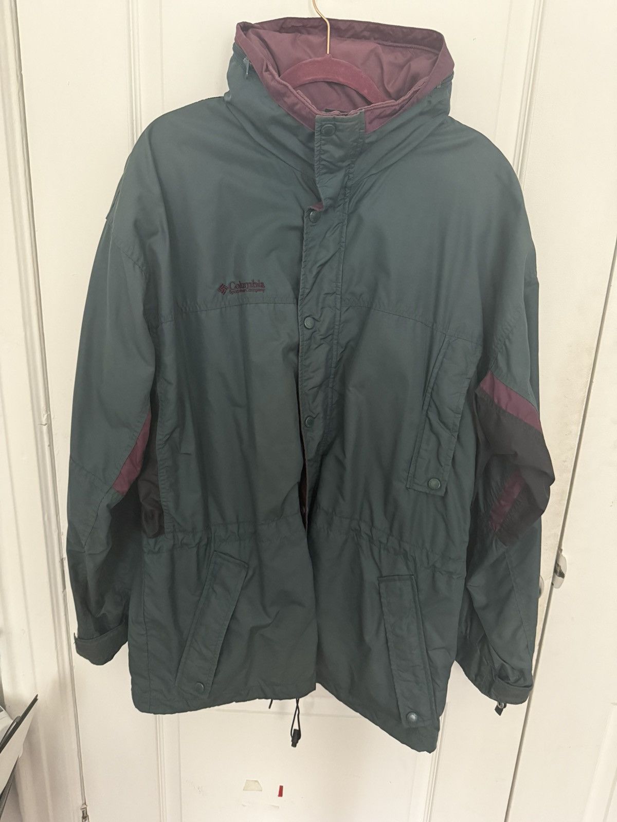 Columbia Green and Maroon Columbia Down Jacket Size US L / EU 52-54 / 3 - 1 Thumbnail