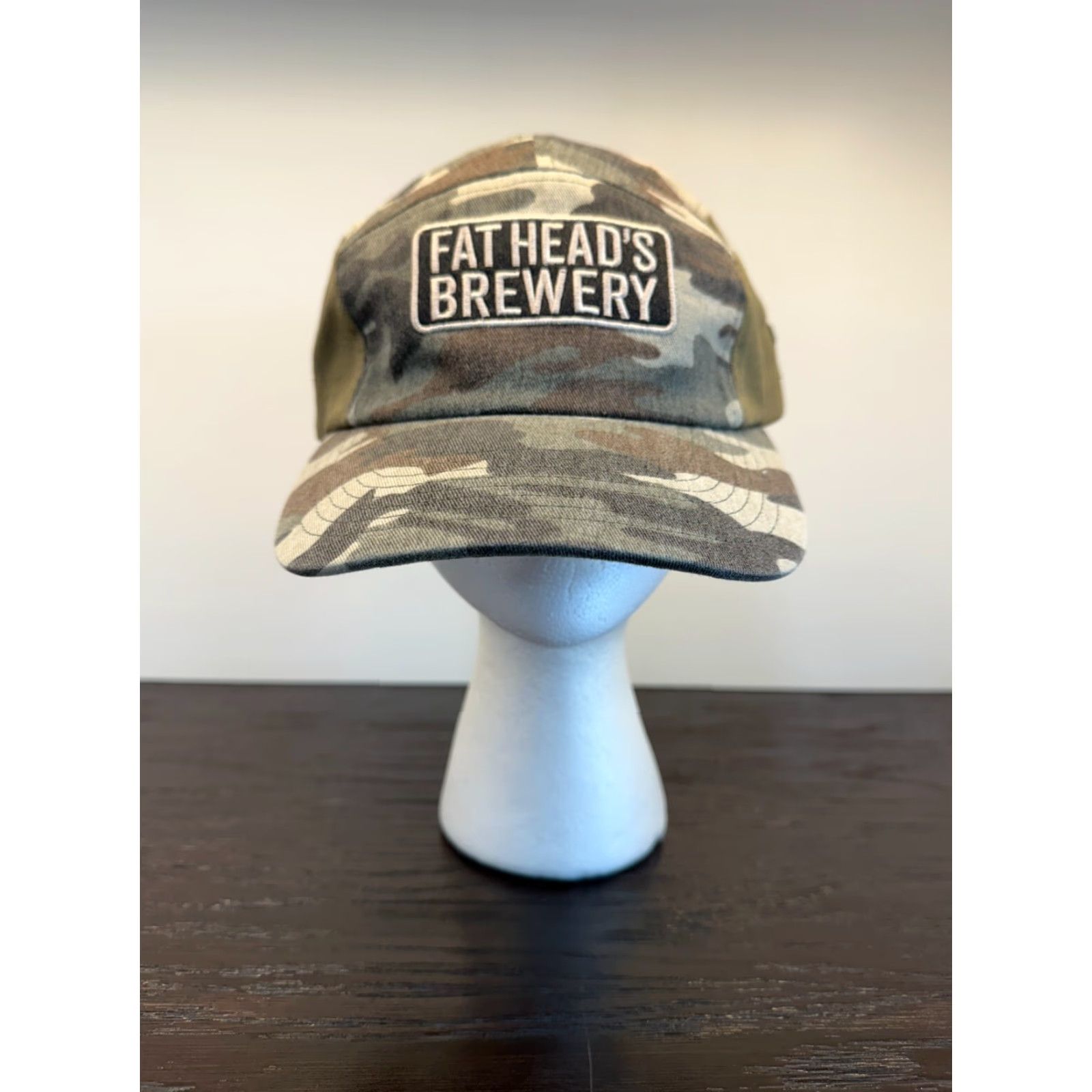 Vintage Fat Head's Brewery Hat Cap Mens Green Camo 5 Panel Adjustable Strapback OSFM 1 Size Size ONE SIZE - 2 Thumbnail