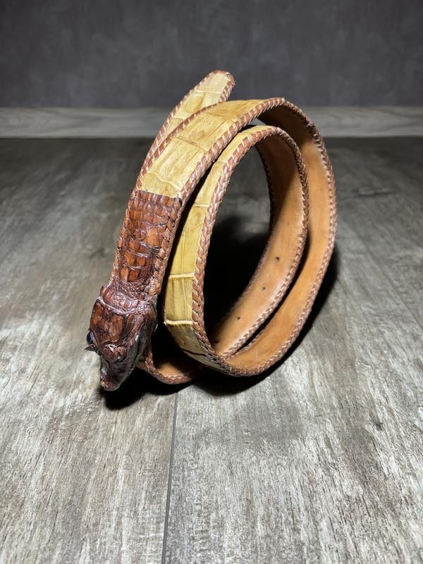 Handmade × Vintage Liquid vintage crocodile leather belt with crocodile head Size ONE SIZE - 6 Thumbnail