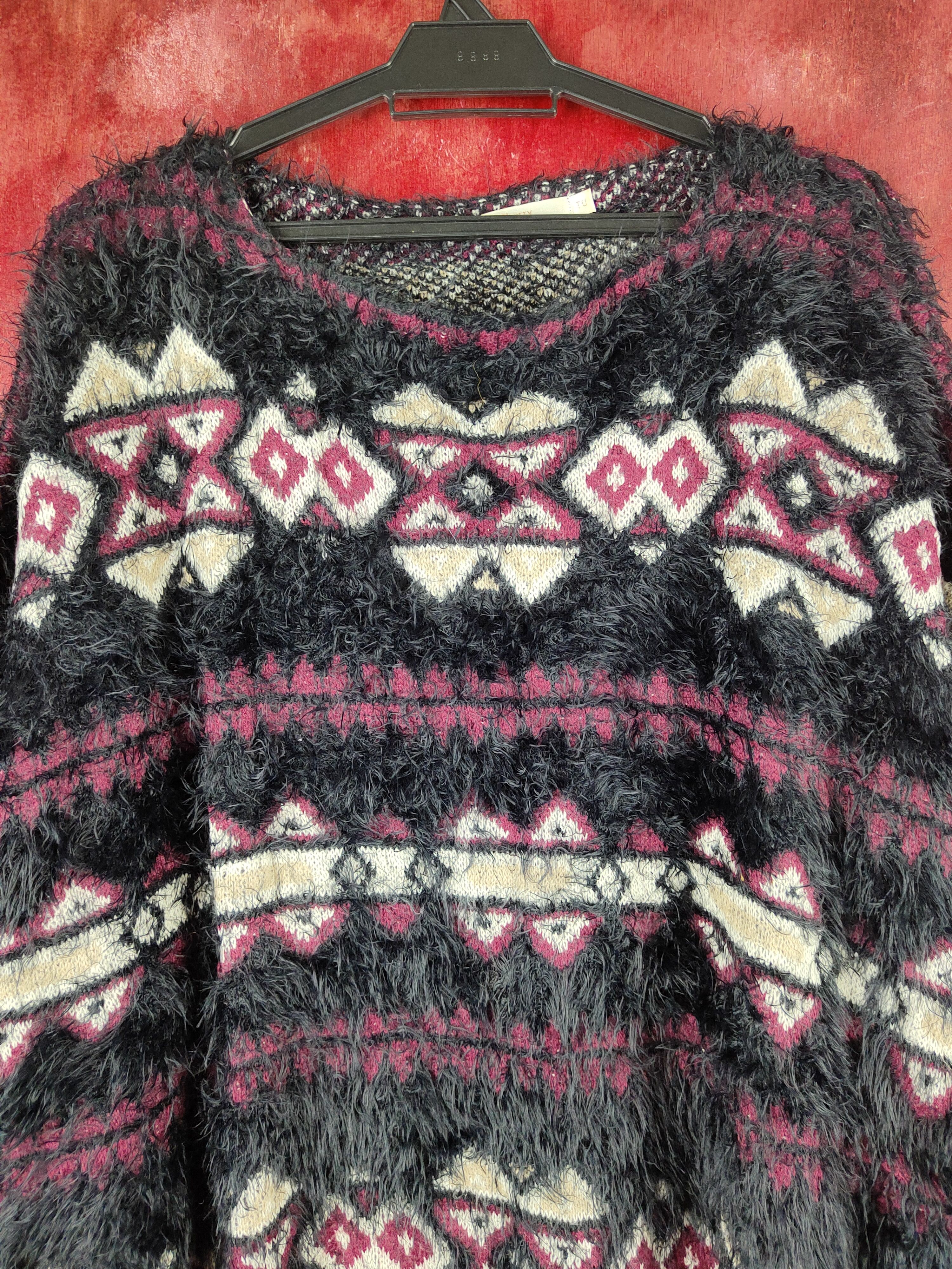 Japanese Brand × Vintage Cherry Paris Black Fur Mohair Knitwear like Kris van Design Size XXL / US 16-18 / IT 52-54 - 2 Thumbnail