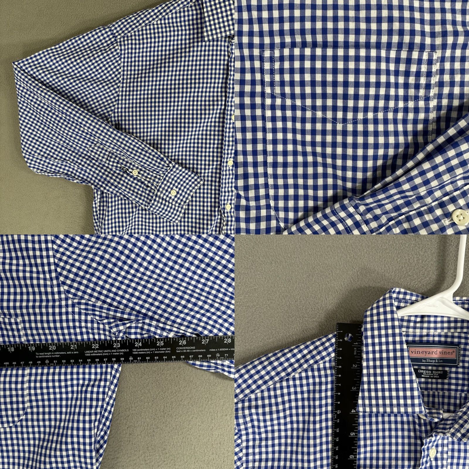 Vineyard Vines VINTAGE Vineyard Vines Shirt Men 16 34 Blue Check Button Up Classic Fit USA Made Size US L / EU 52-54 / 3 - 8 Thumbnail