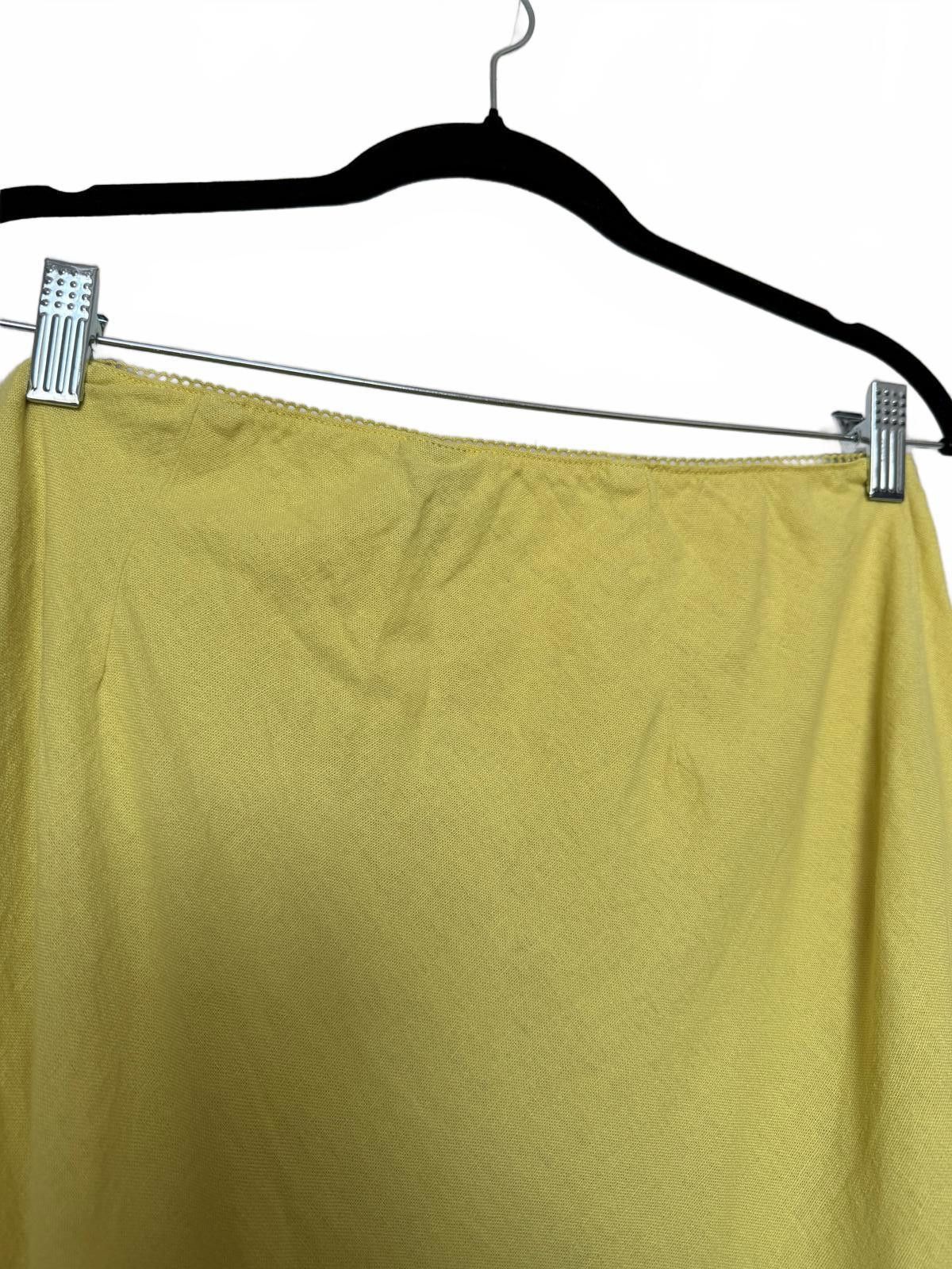 Designer Yellow Linen Maxi Skirt High Slit Size 32" / US 10 / IT 46 - 4 Thumbnail