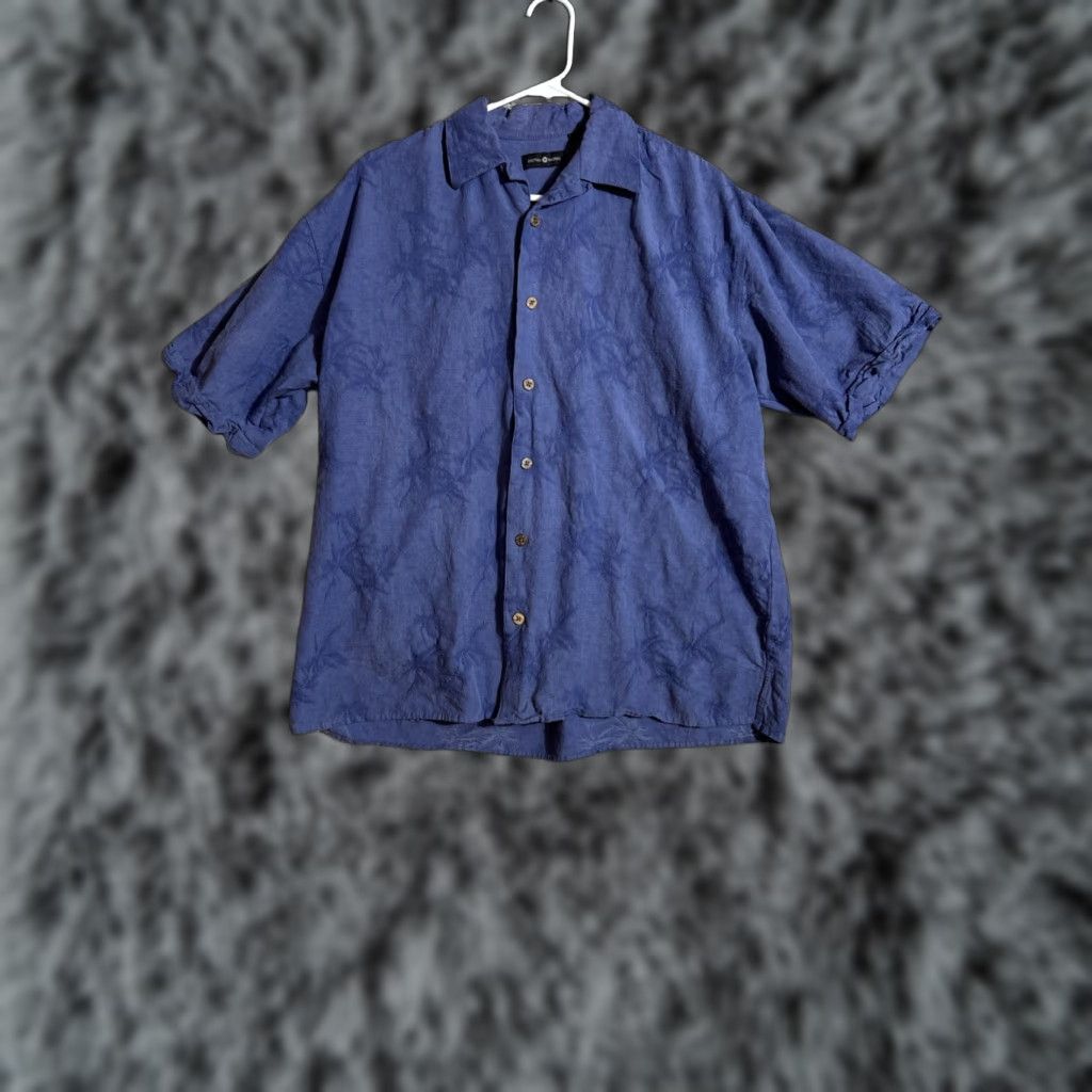 Cotton Traders Cotton Traders Tropical Button Up Shirt Mens L Blue Palm Leaf Jacquard Cotton/Rayon Short Sleeve Button-Up Casual Vintage: No Womens/Mens? Size US L / EU 52-54 / 3 - 1 Thumbnail