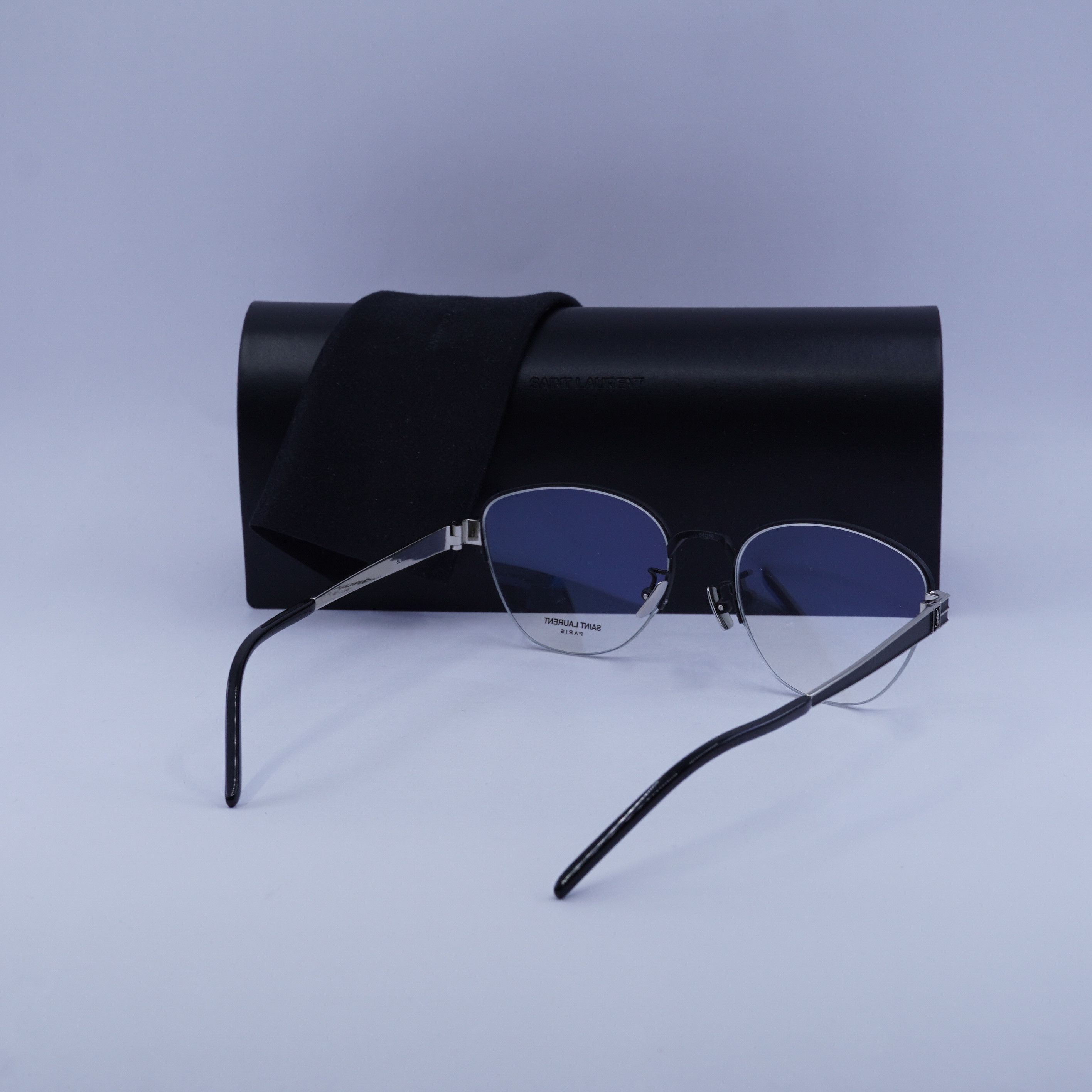 Saint Laurent Paris Saint Laurent SL M64 004 Eyeglasses Black/Silver 54mm Size ONE SIZE - 10 Thumbnail