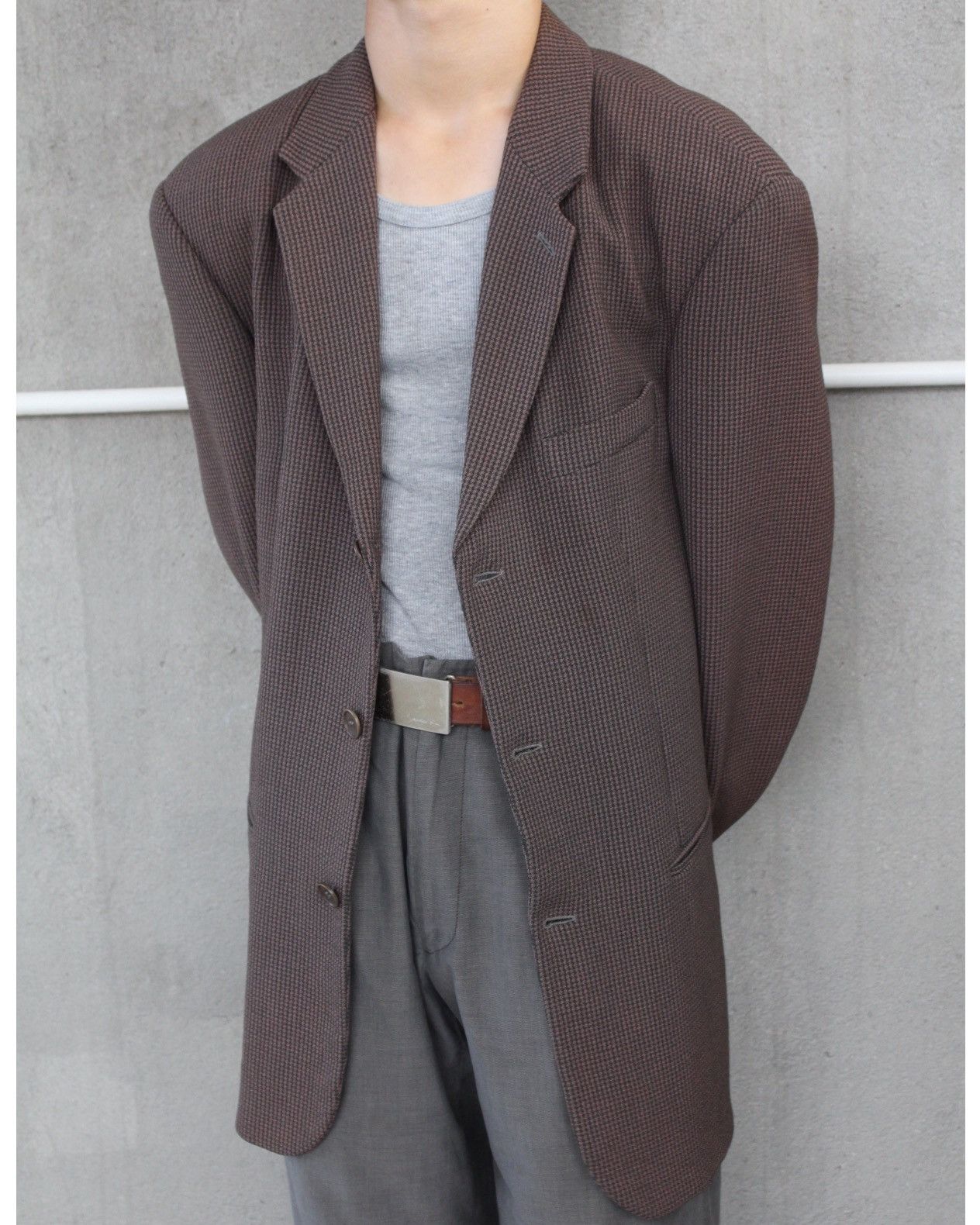 Armani SS2002 EMPORIO ARMANI MICRO-HOUNDSTOOTH WOOL BLEND BLAZER Size US L / EU 52-54 / 3 - 3 Thumbnail