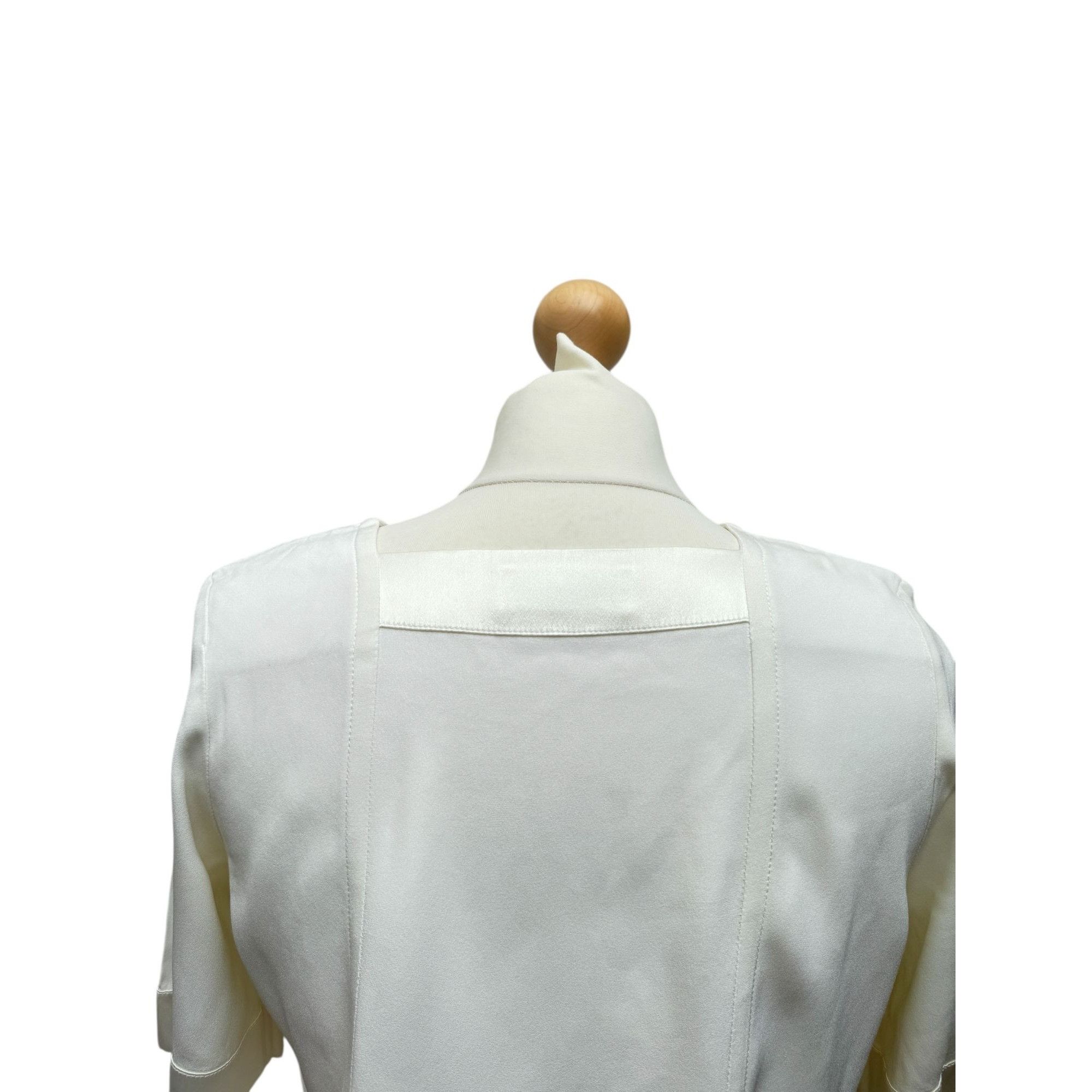 Yves Saint Laurent 1990s Ivory Silk Square-Neck Blouse Size XS / US 0-2 / IT 36-38 - 5 Thumbnail