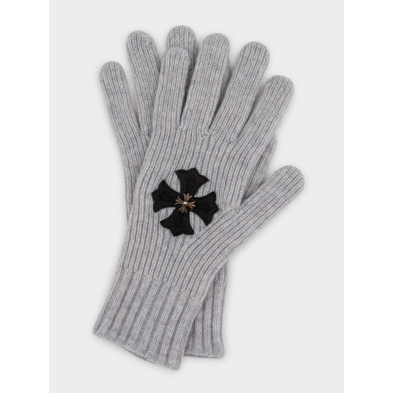 image of Chrome Hearts Cross Patch Gloves in Grey, Men's