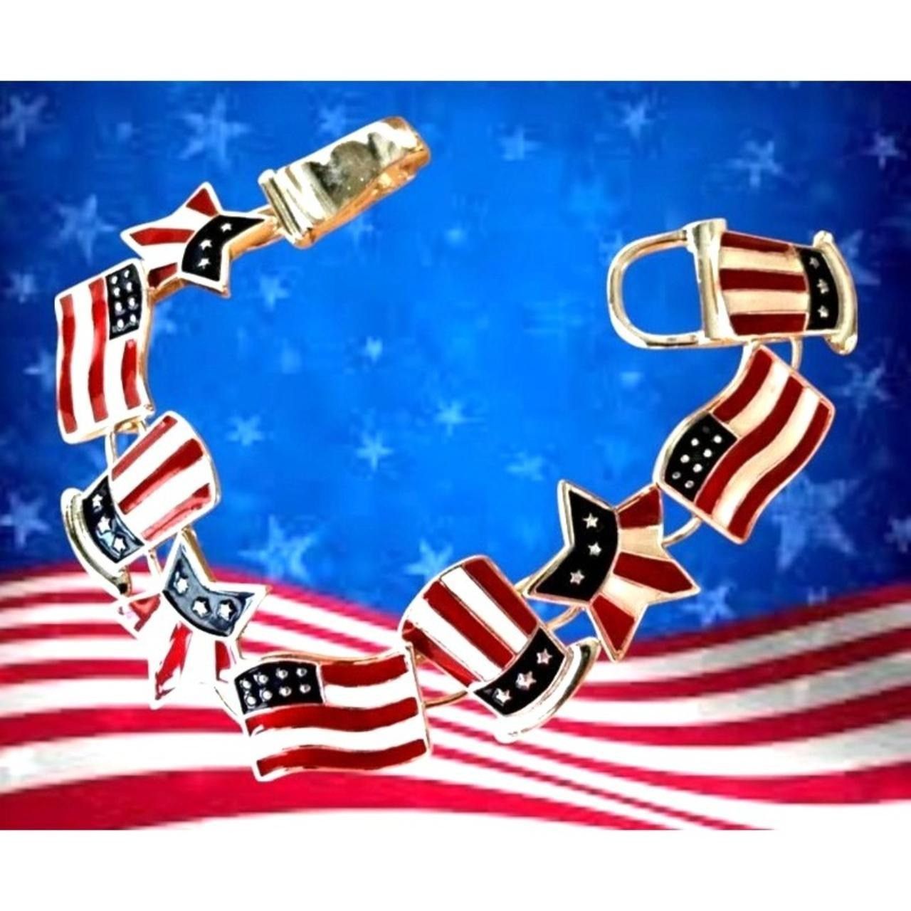 Handmade Patriotic Bracelet American Flag Uncle Sam Hat Stars Size ONE SIZE - 5 Thumbnail