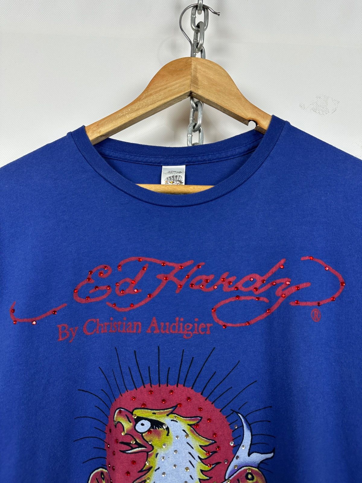 Ed Hardy Vintage Ed Hardy Rhinestones Skull Eagle Blue T-Shirt Size US M / EU 48-50 / 2 - 6 Thumbnail