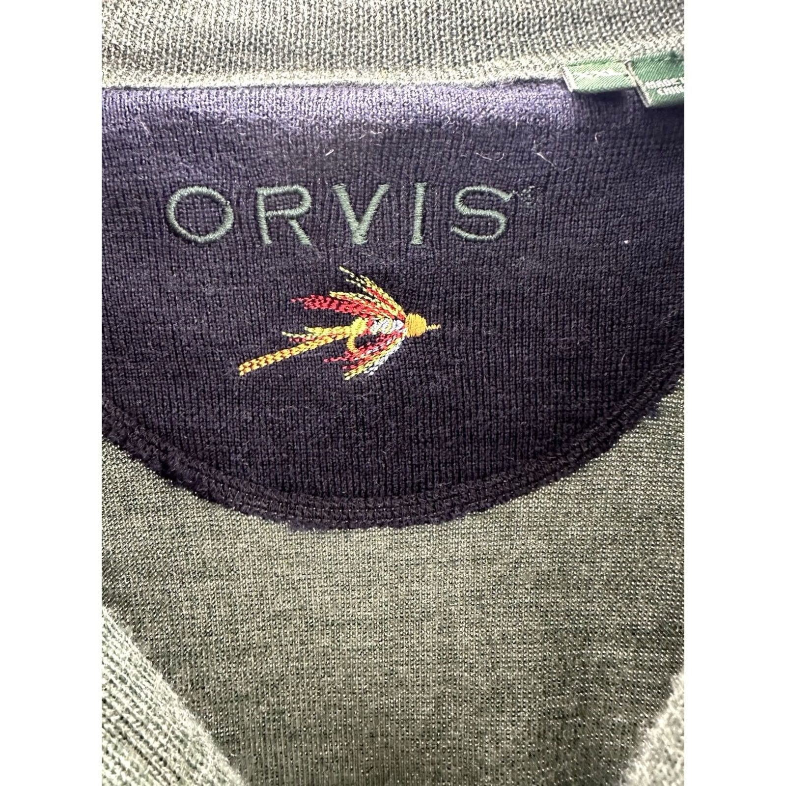 Orvis Orvis Mens Sweater 1/4 Zip Green Merino Wool Long Sleeve 2XL Regular Knit Pullover Classic Casual Winter Fall Summer Spring Weather Size US XXL / EU 58 / 5 - 4 Thumbnail