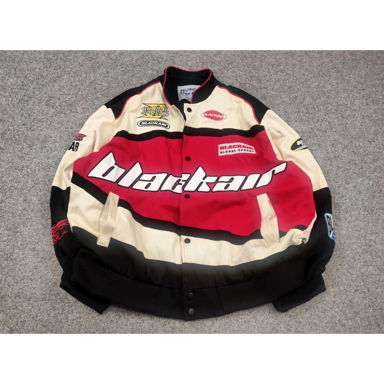 Vintage Aelfric Eden Blackair Motorsports Vintage Racing Bomber Jacket Logo Y2K Style Mens M Black Logo 90s Racing Jacket Size US M / EU 48-50 / 2 - 4 Thumbnail