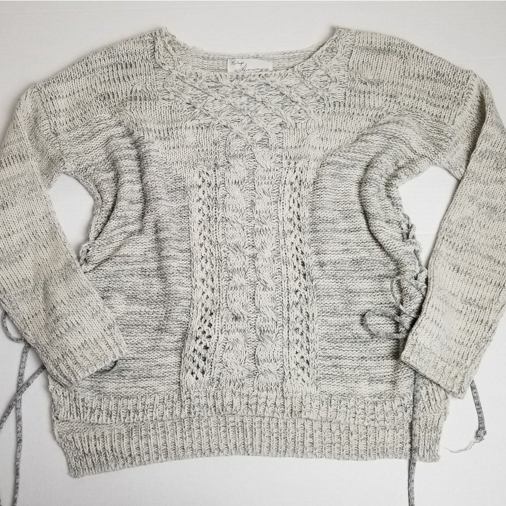 Vintage Havana Vintage Havana Cable Knit Gray Lace Up Side Sweater Medium Size M / US 6-8 / IT 42-44 - 5 Thumbnail