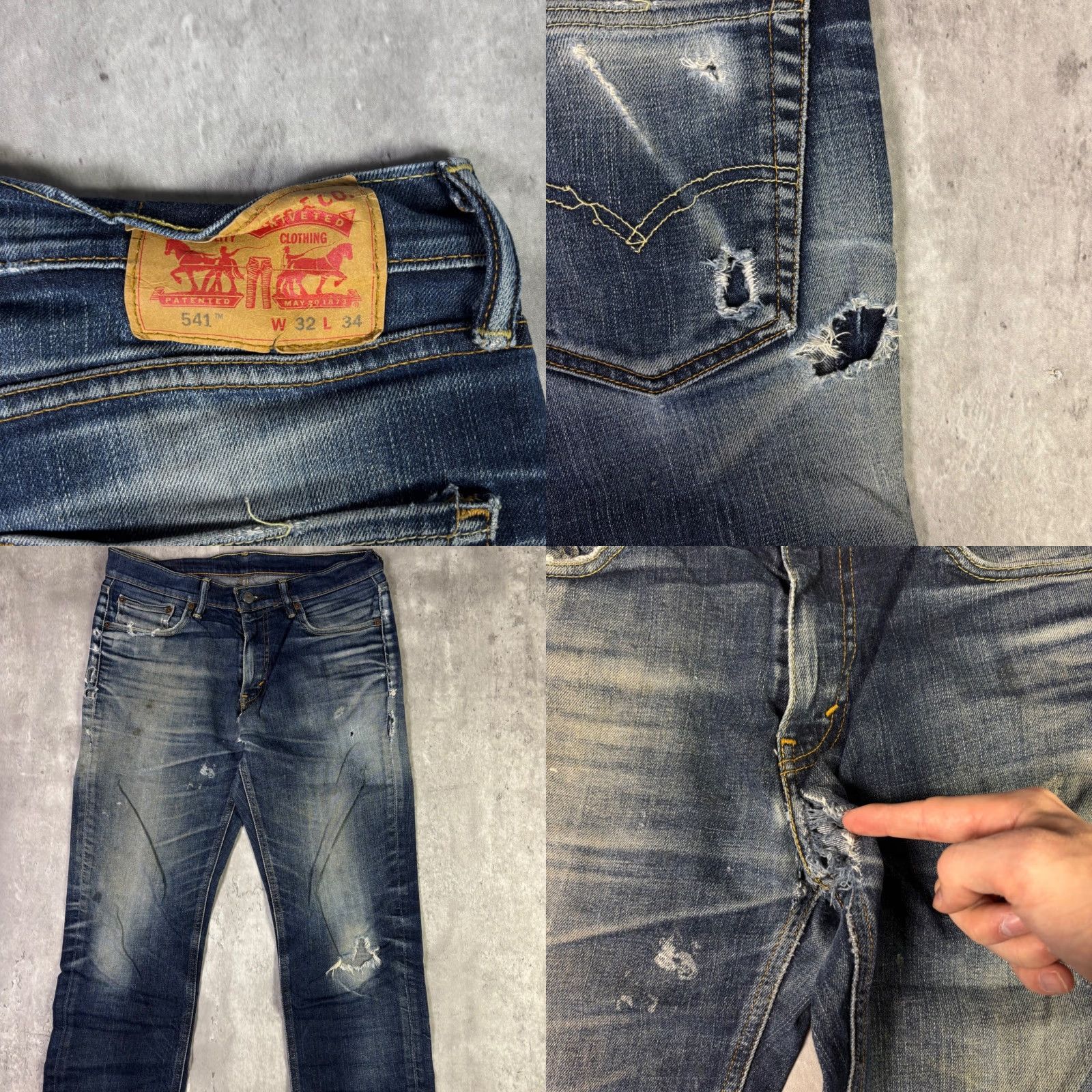 Levi's Levi's 541 Jeans Mens 32x32 Distressed Denim Athletic Tapered 5-Pocket Denim Pants Blue Vintage-Style Casual Pan ts Size US 32 / EU 48 - 8 Thumbnail
