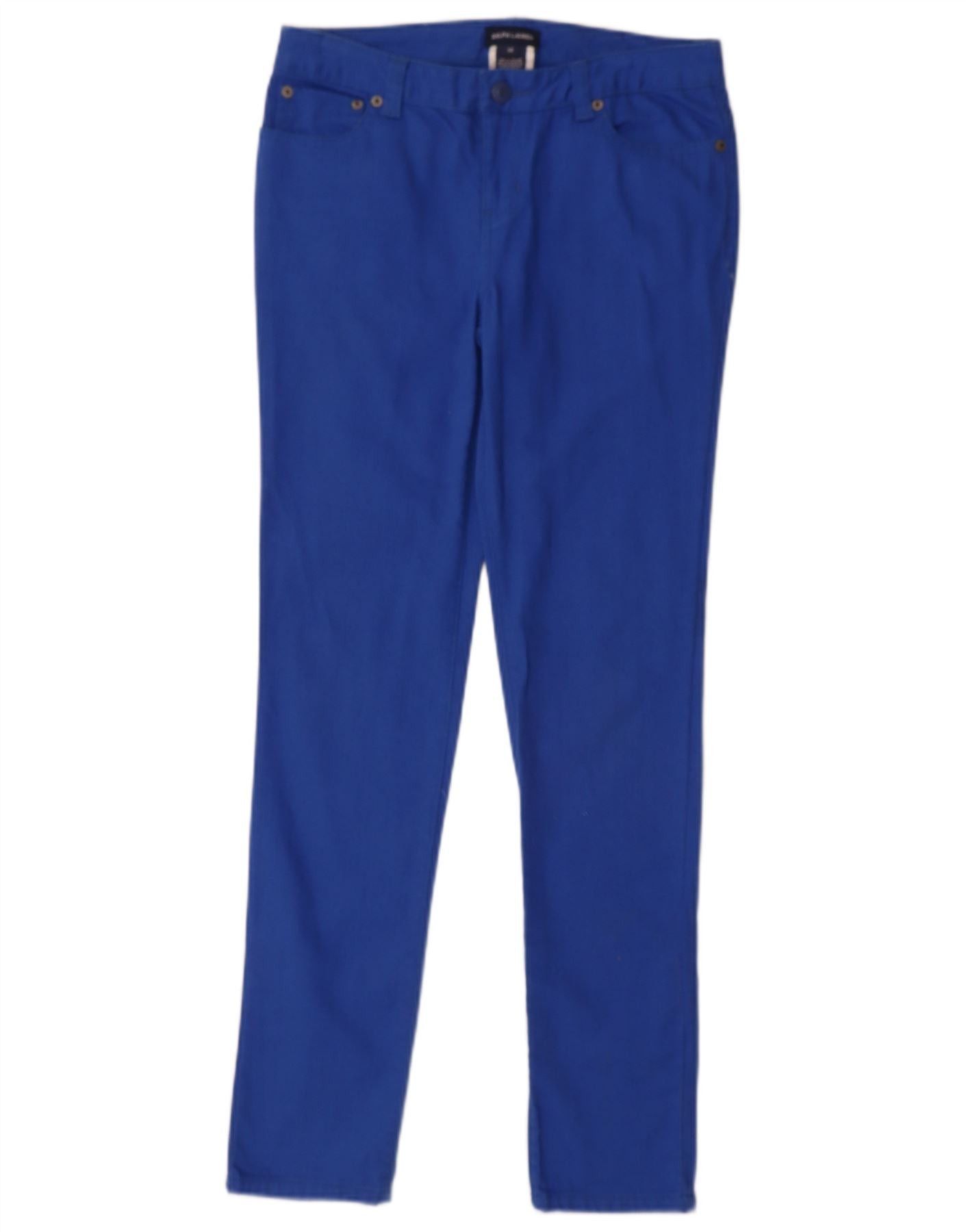 Ralph Lauren Girls Skinny Casual Trousers 13-14 Years W28 L29 Blue Cotton Size 32" / US 10 / IT 46 - 1 Thumbnail