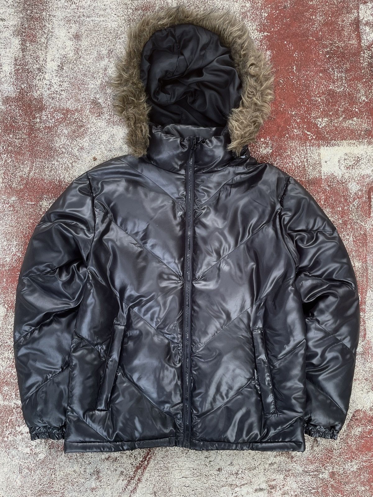 Japanese Brand 2000s Japanese arcive Fur Puffer Jacket Nylaus Black Gothic Size US L / EU 52-54 / 3 - 1 Thumbnail