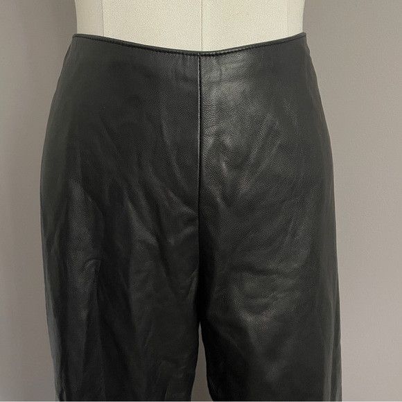 Danier Vintage Danier Black Leather Lined High Rise Straight Pants Size 32" / US 10 / IT 46 - 4 Thumbnail