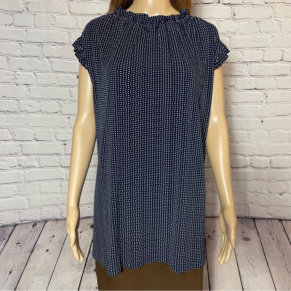 Adrianna Papell NWT New $59 Adrianna Papell Navy Polka Dot Ruffled Mock Nec Size 3XL / US 20-22 - 2 Thumbnail