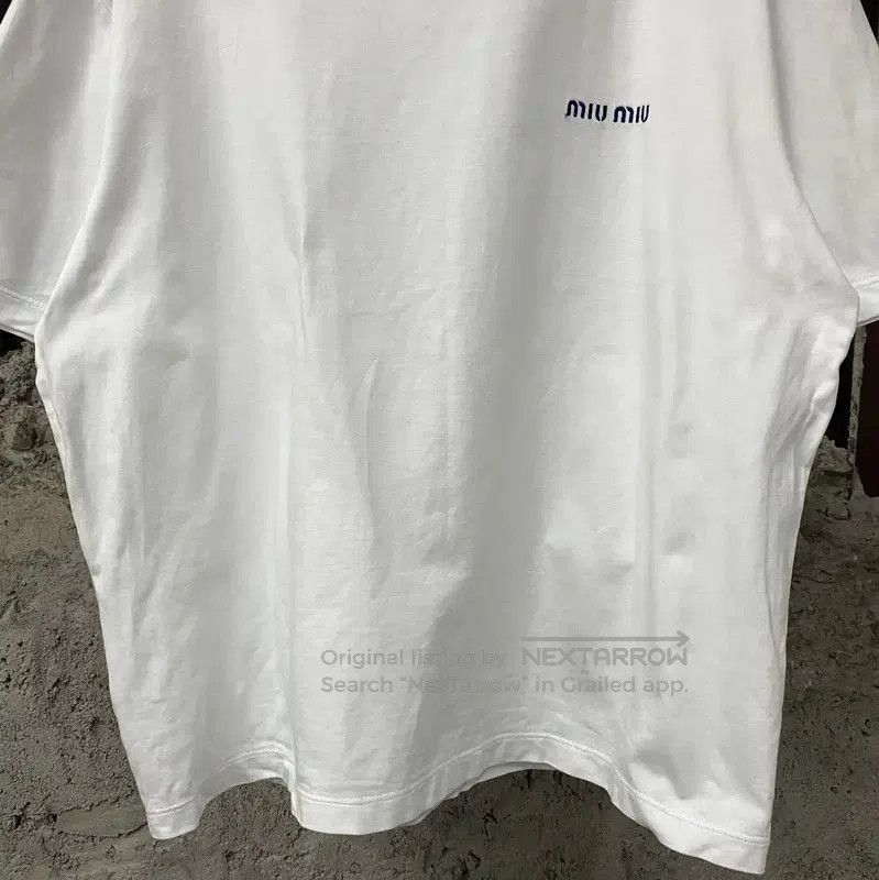 Miu Miu Miu Miu Summer White Cotton T-Shirt . Size L / US 10 / IT 46 - 4 Thumbnail